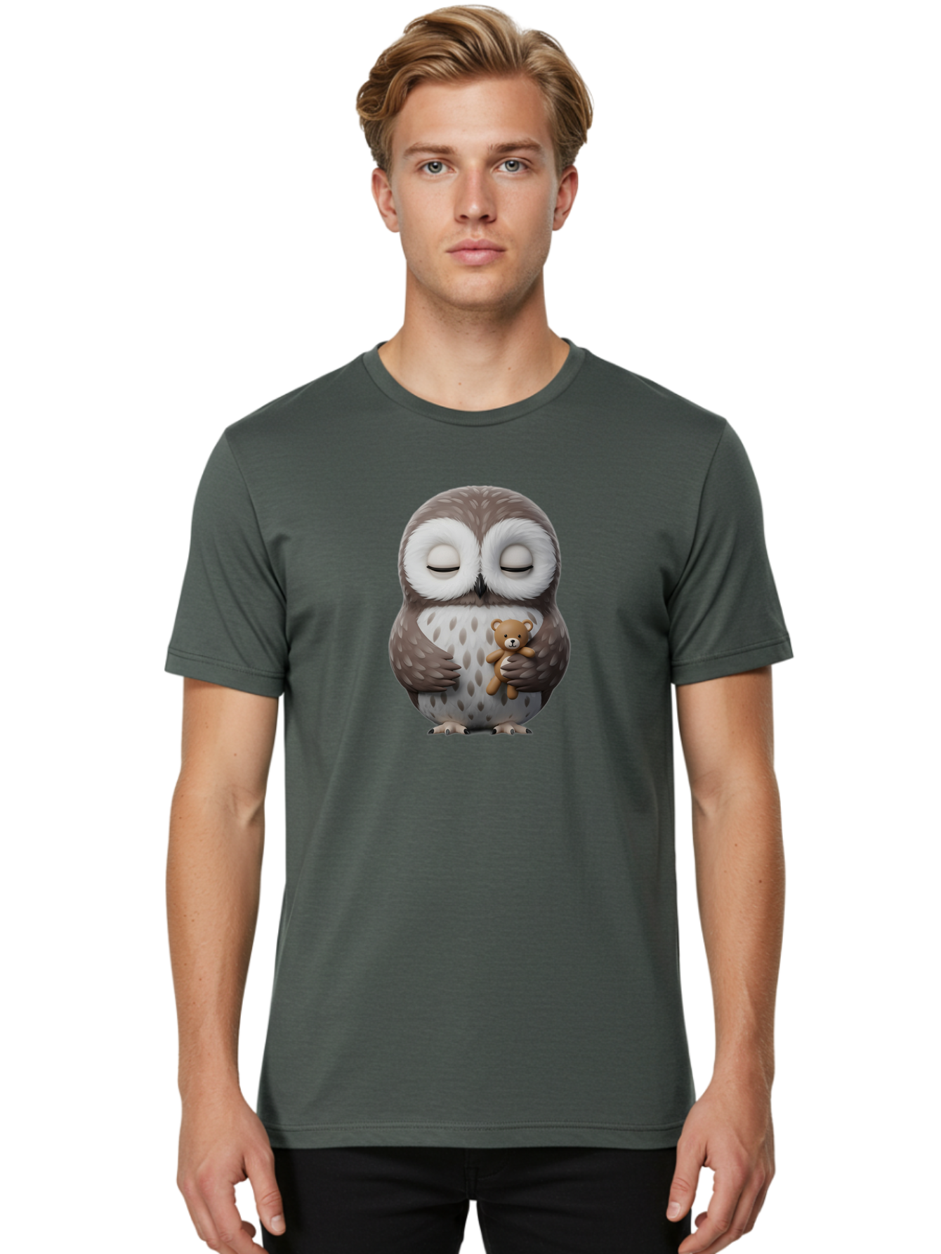 Owl-Hugging-Teddy-3 Men'S Graphic Tee, 100% Cotton, Comfortable Casual Summer Wear, Machine Washable, Vintage Camera, Old Camera, Antique Camera, Black Camera, Classic Photography, Photography Equipment, Nostalgic Device, Film Camera, Baf921