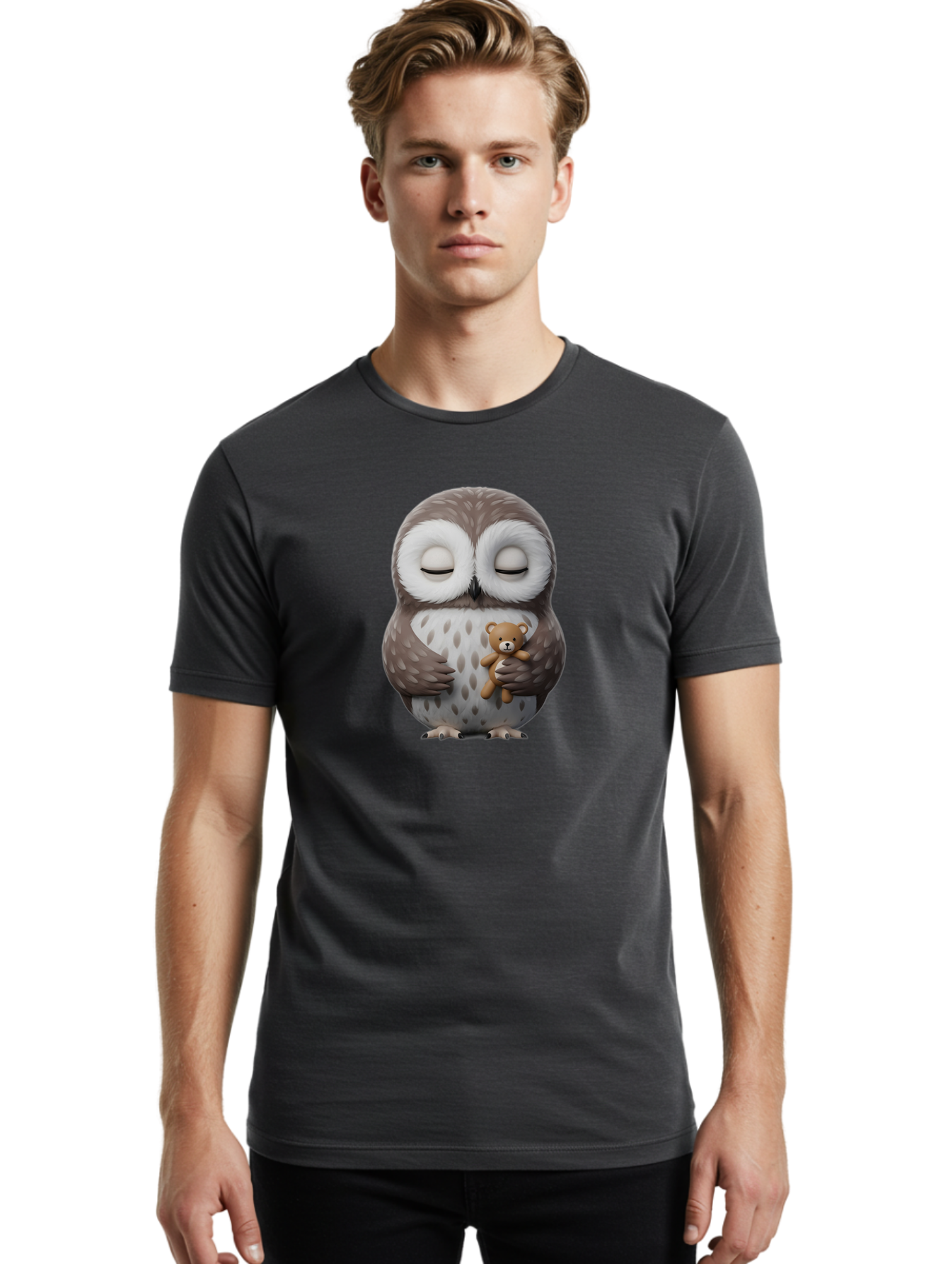 Owl-Hugging-Teddy-3 Men'S Graphic Tee, 100% Cotton, Comfortable Casual Summer Wear, Machine Washable, Vintage Camera, Old Camera, Antique Camera, Black Camera, Classic Photography, Photography Equipment, Nostalgic Device, Film Camera, Baf921