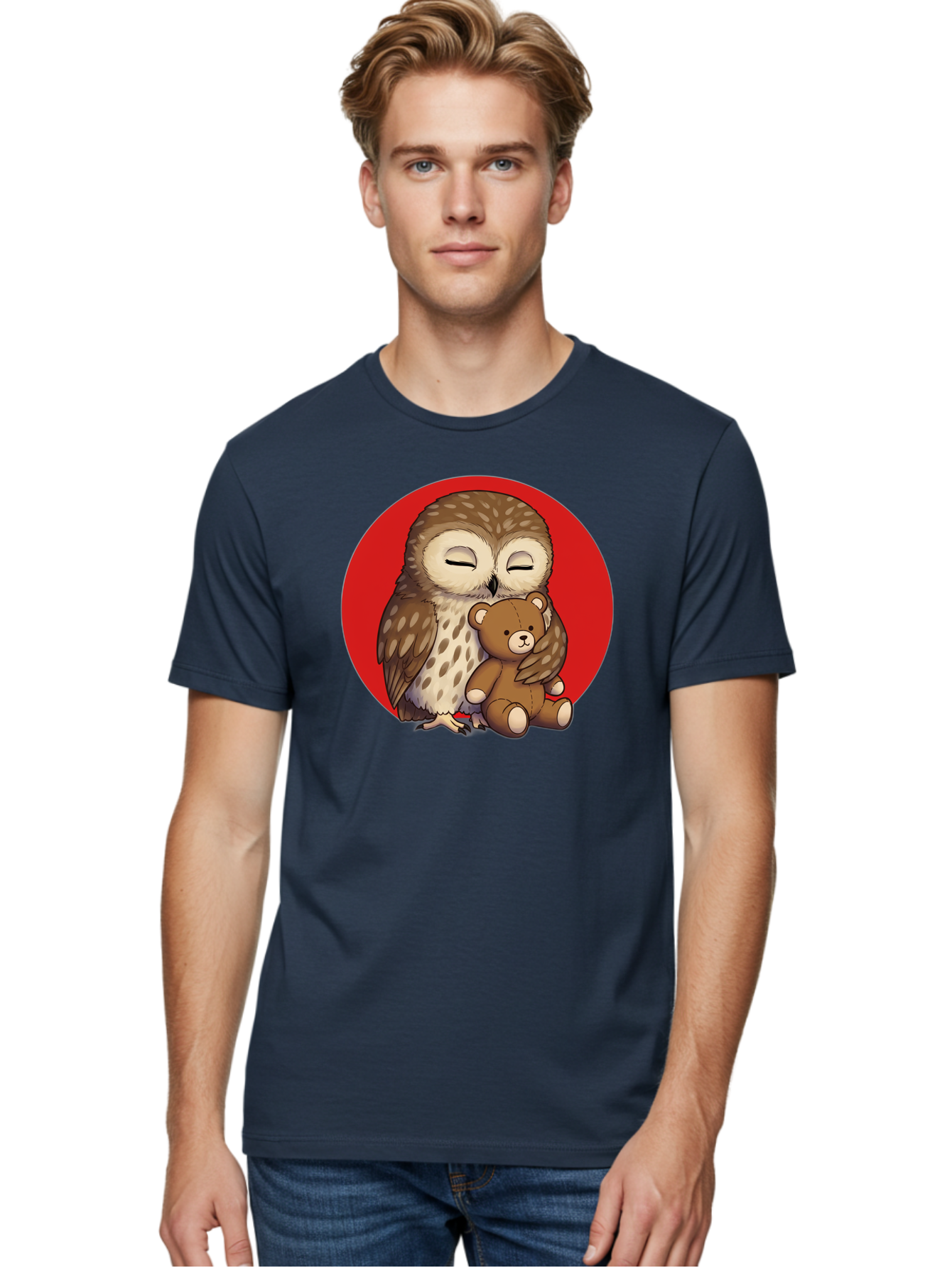 Owl-Hugging-Teddy-4 Men'S Graphic Tee, 100% Cotton, Comfortable Casual Summer Wear, Machine Washable, Vintage Camera, Old Camera, Antique Camera, Black Camera, Classic Photography, Photography Equipment, Nostalgic Device, Film Camera, Baf922