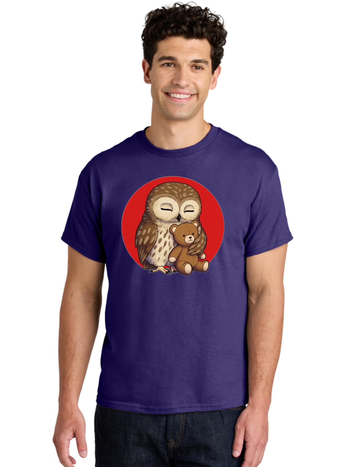 Owl-Hugging-Teddy-4 Men'S Graphic Tee, 100% Cotton, Comfortable Casual Summer Wear, Machine Washable, Vintage Camera, Old Camera, Antique Camera, Black Camera, Classic Photography, Photography Equipment, Nostalgic Device, Film Camera, Baf922