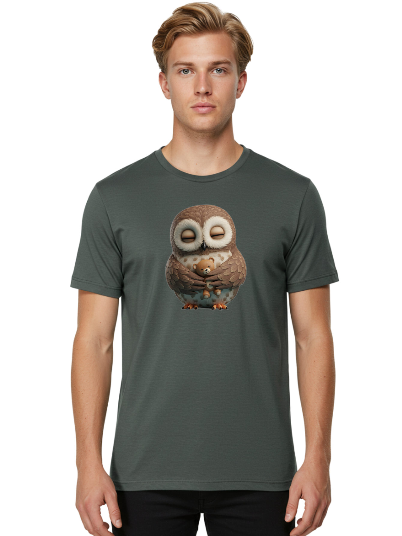 Owl-Hugging-Teddy-5 Men'S Graphic Tee, 100% Cotton, Comfortable Casual Summer Wear, Machine Washable, Vintage Camera, Old Camera, Antique Camera, Black Camera, Classic Photography, Photography Equipment, Nostalgic Device, Film Camera, Baf923