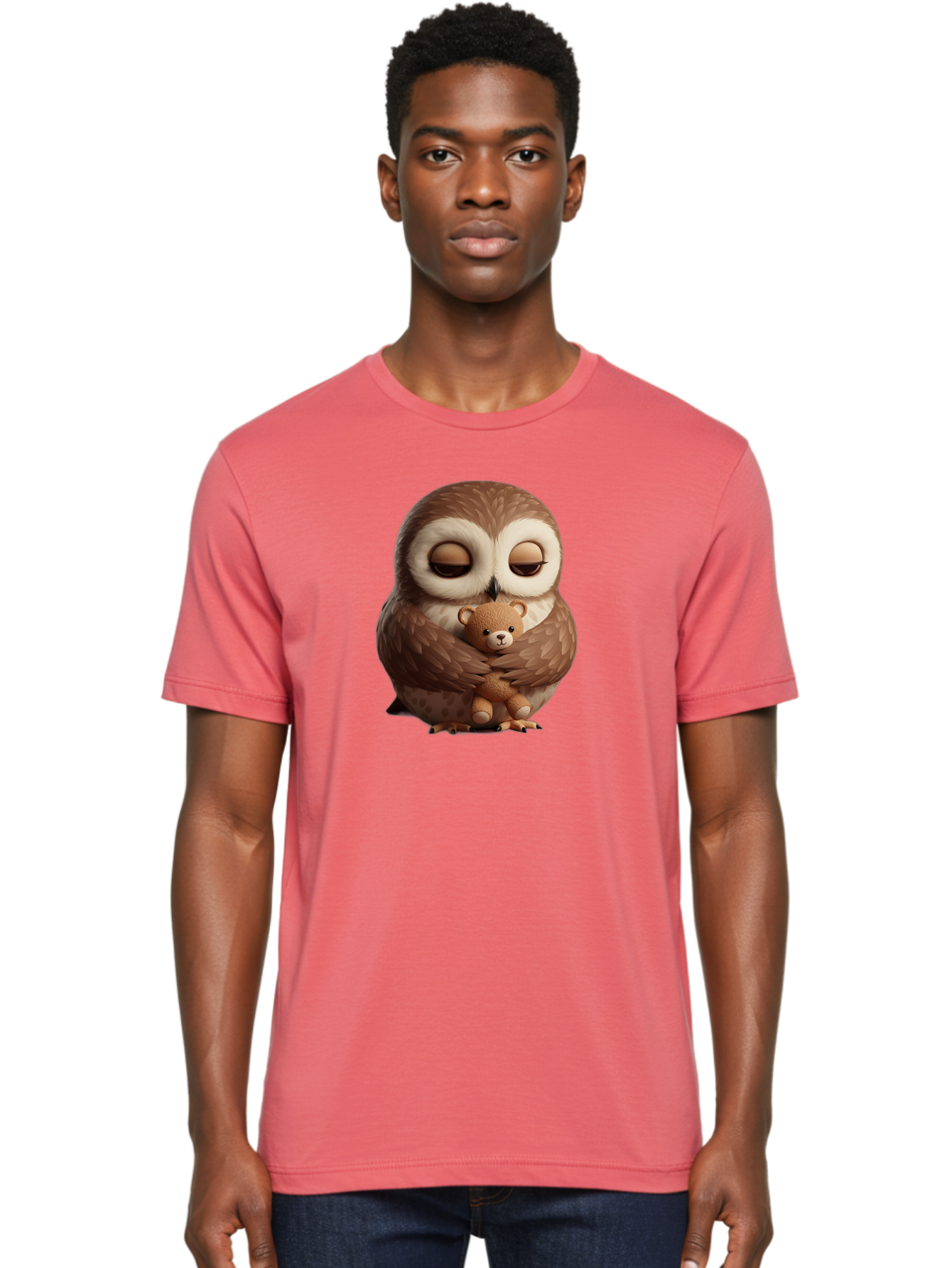 Owl-Hugging-Teddy-Bear-2 Men'S Graphic Tee, 100% Cotton, Comfortable Casual Summer Wear, Machine Washable, Vintage Camera, Old Camera, Antique Camera, Black Camera, Classic Photography, Photography Equipment, Nostalgic Device, Film Camera, Baf927