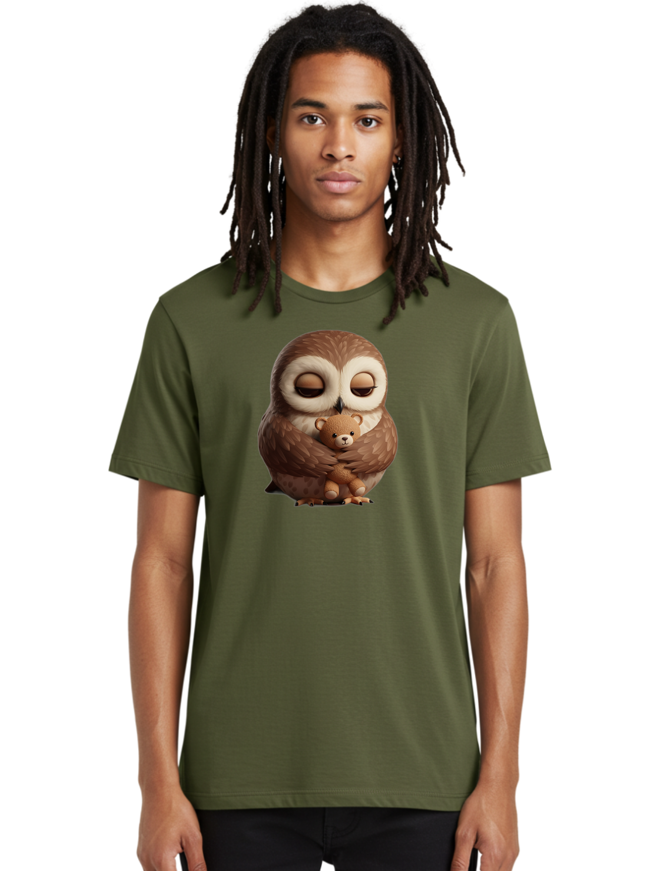 Owl-Hugging-Teddy-Bear-2 Men'S Graphic Tee, 100% Cotton, Comfortable Casual Summer Wear, Machine Washable, Vintage Camera, Old Camera, Antique Camera, Black Camera, Classic Photography, Photography Equipment, Nostalgic Device, Film Camera, Baf927