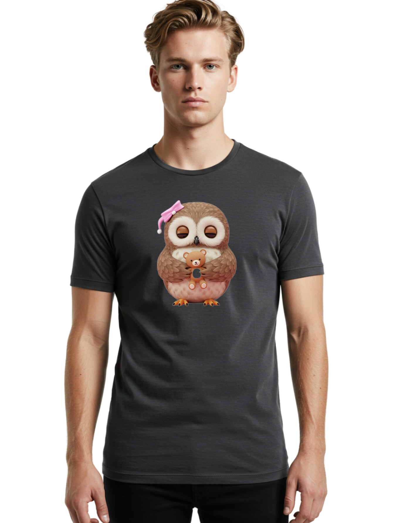 Owl-Hugging-Teddy-Bear Men'S Graphic Tee, 100% Cotton, Comfortable Casual Summer Wear, Machine Washable, Vintage Camera, Old Camera, Antique Camera, Black Camera, Classic Photography, Photography Equipment, Nostalgic Device, Film Camera, Baf928