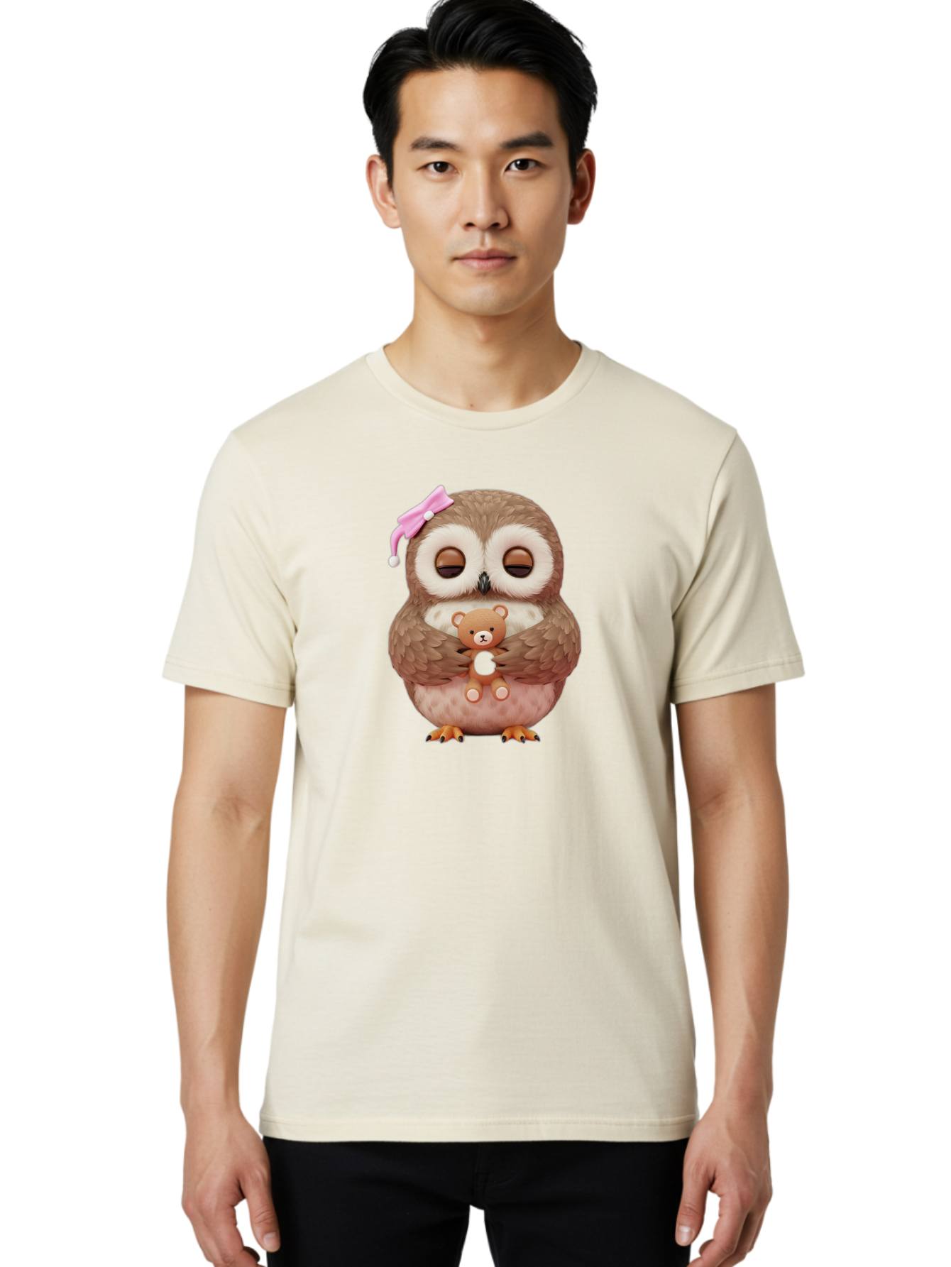 Owl-Hugging-Teddy-Bear Men'S Graphic Tee, 100% Cotton, Comfortable Casual Summer Wear, Machine Washable, Vintage Camera, Old Camera, Antique Camera, Black Camera, Classic Photography, Photography Equipment, Nostalgic Device, Film Camera, Baf928