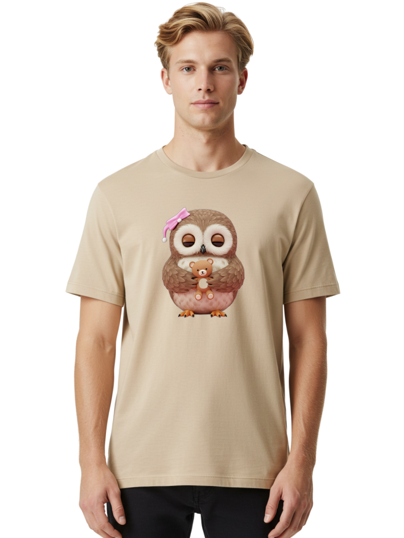 Owl-Hugging-Teddy-Bear Men'S Graphic Tee, 100% Cotton, Comfortable Casual Summer Wear, Machine Washable, Vintage Camera, Old Camera, Antique Camera, Black Camera, Classic Photography, Photography Equipment, Nostalgic Device, Film Camera, Baf928