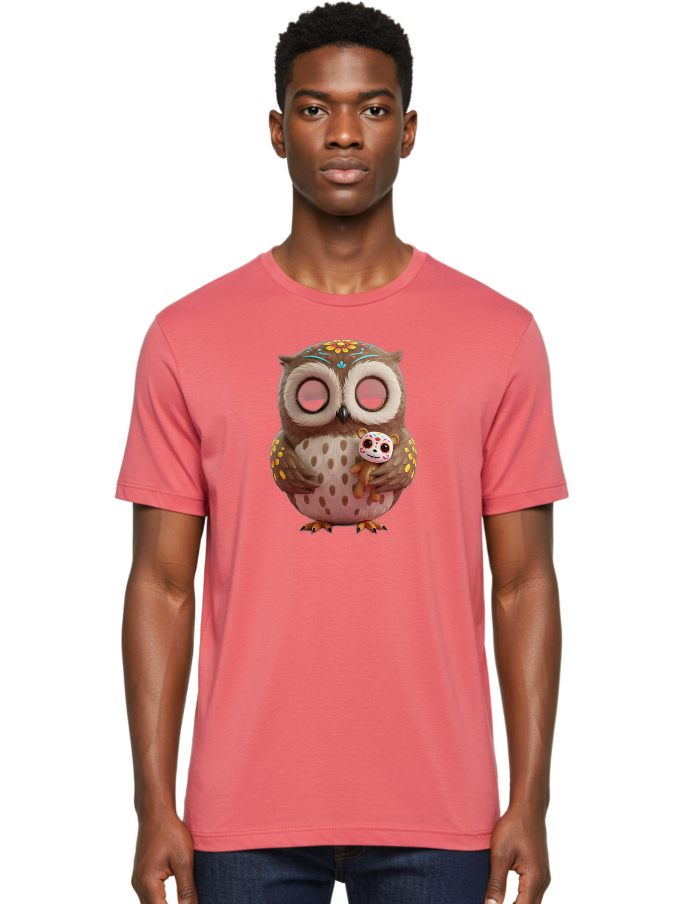 Owl-With-Sugar-Skull-Teddy-Bear Men'S Graphic Tee, 100% Cotton, Comfortable Casual Summer Wear, Machine Washable, Vintage Camera, Old Camera, Antique Camera, Black Camera, Classic Photography, Photography Equipment, Nostalgic Device, Baf935