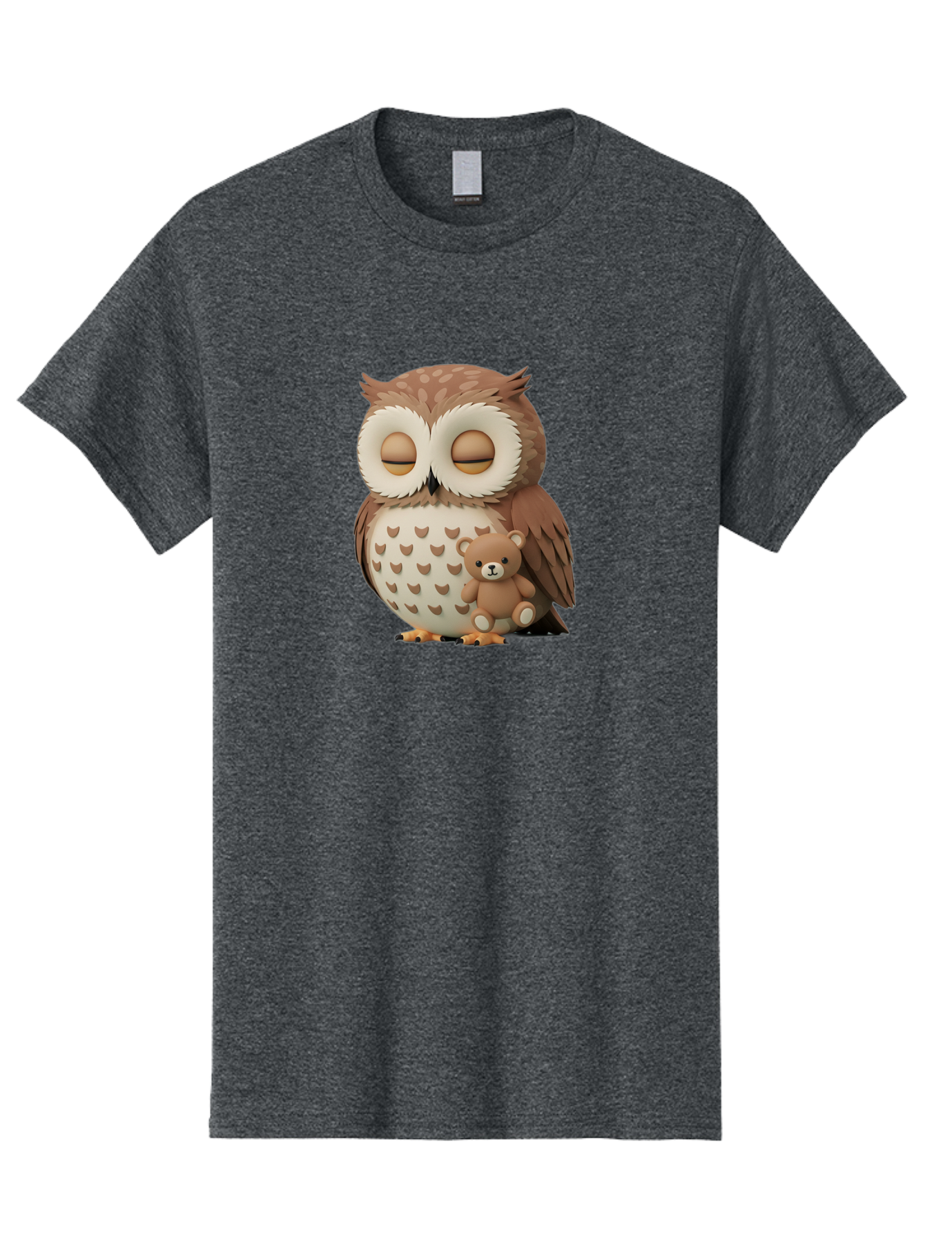 Owl-With-Teddy-1 Men'S Graphic Tee, 100% Cotton, Comfortable Casual Summer Wear, Machine Washable, Vintage Camera, Old Camera, Antique Camera, Black Camera, Classic Photography, Photography Equipment, Nostalgic Device, Film Camera, Camera Art Baf936