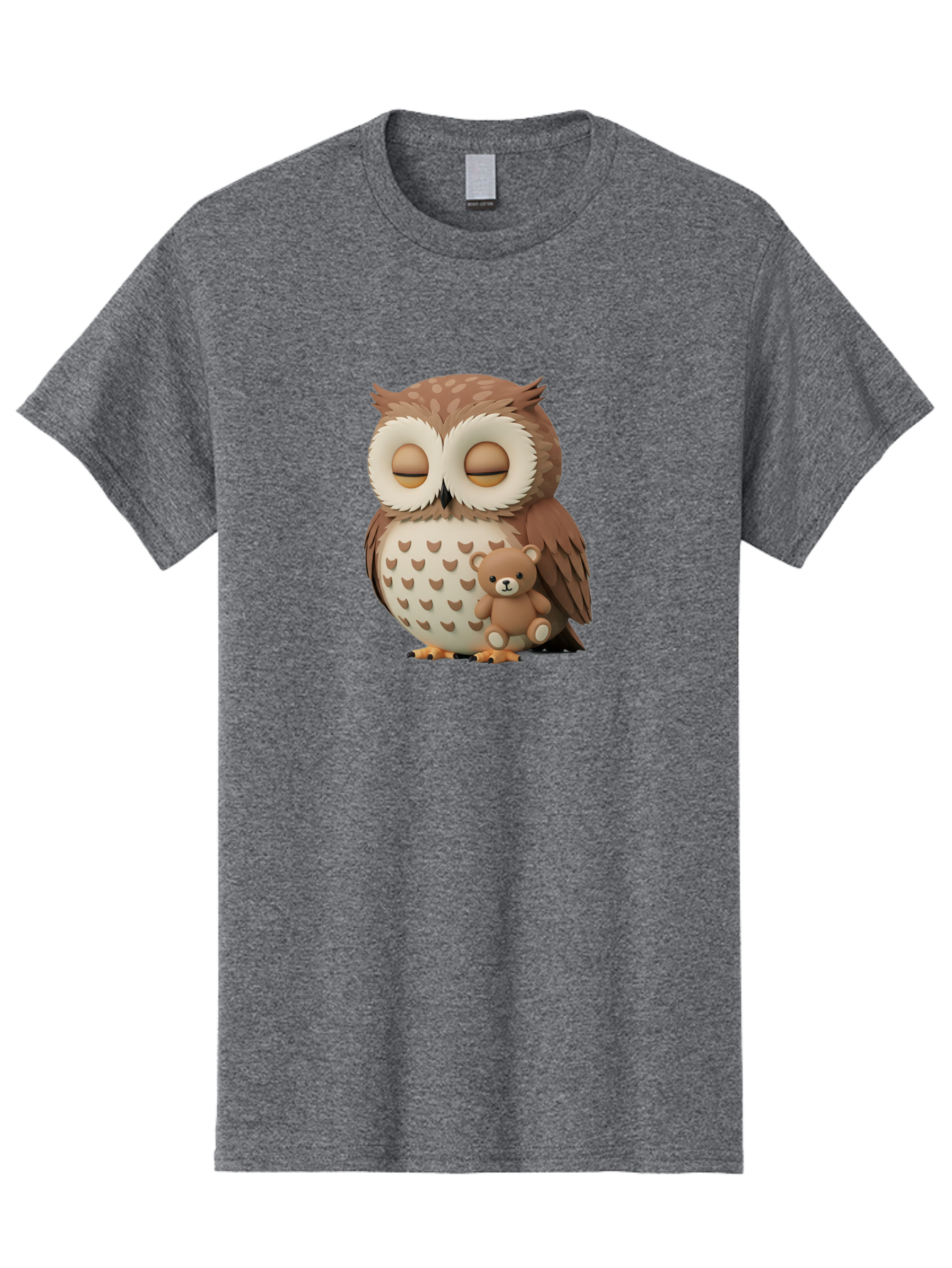 Owl-With-Teddy-1 Men'S Graphic Tee, 100% Cotton, Comfortable Casual Summer Wear, Machine Washable, Vintage Camera, Old Camera, Antique Camera, Black Camera, Classic Photography, Photography Equipment, Nostalgic Device, Film Camera, Camera Art Baf936