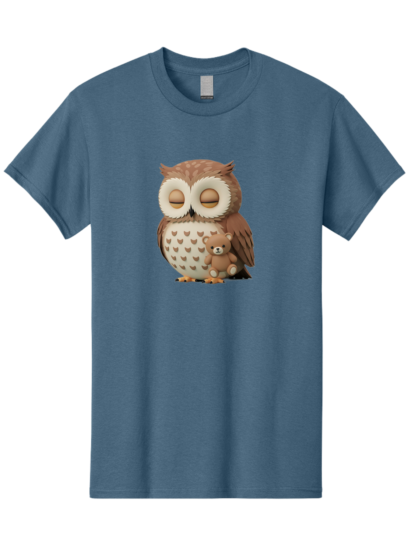 Owl-With-Teddy-1 Men'S Graphic Tee, 100% Cotton, Comfortable Casual Summer Wear, Machine Washable, Vintage Camera, Old Camera, Antique Camera, Black Camera, Classic Photography, Photography Equipment, Nostalgic Device, Film Camera, Camera Art Baf936