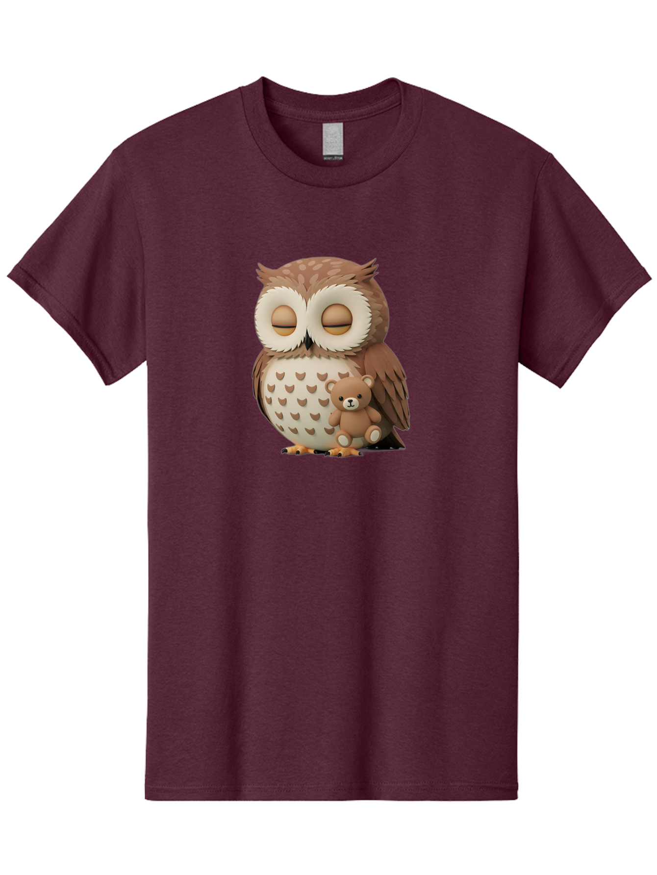 Owl-With-Teddy-1 Men'S Graphic Tee, 100% Cotton, Comfortable Casual Summer Wear, Machine Washable, Vintage Camera, Old Camera, Antique Camera, Black Camera, Classic Photography, Photography Equipment, Nostalgic Device, Film Camera, Camera Art Baf936