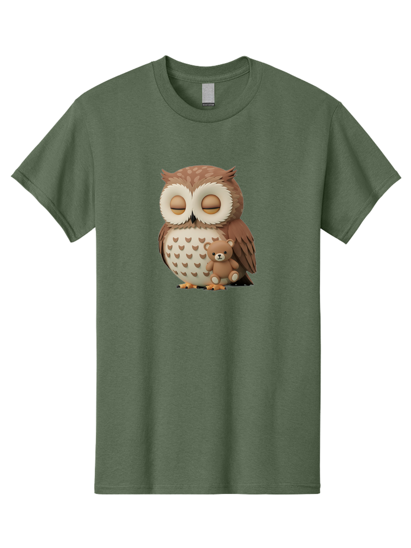 Owl-With-Teddy-1 Men'S Graphic Tee, 100% Cotton, Comfortable Casual Summer Wear, Machine Washable, Vintage Camera, Old Camera, Antique Camera, Black Camera, Classic Photography, Photography Equipment, Nostalgic Device, Film Camera, Camera Art Baf936