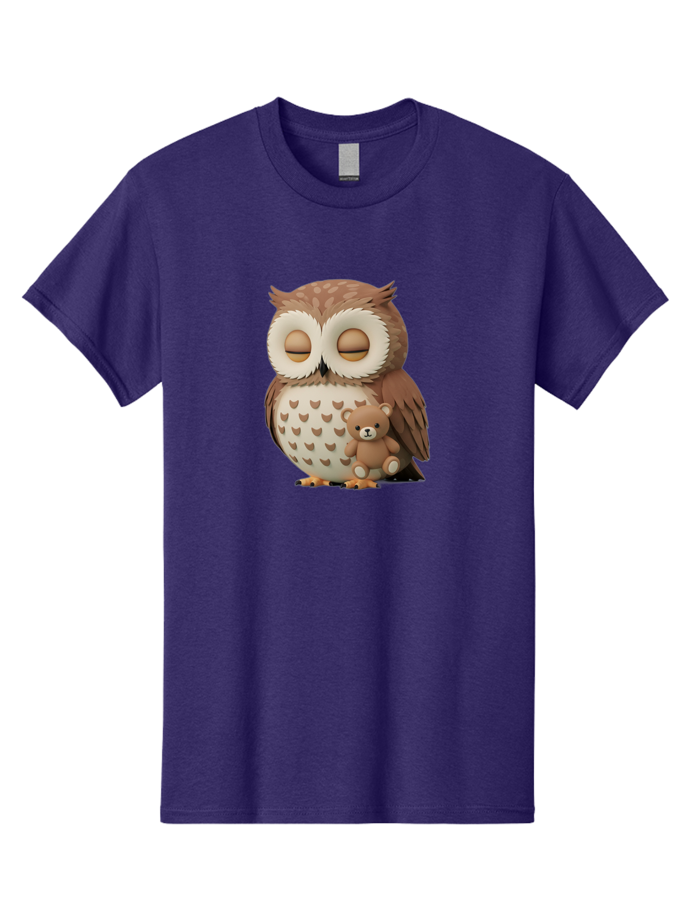 Owl-With-Teddy-1 Men'S Graphic Tee, 100% Cotton, Comfortable Casual Summer Wear, Machine Washable, Vintage Camera, Old Camera, Antique Camera, Black Camera, Classic Photography, Photography Equipment, Nostalgic Device, Film Camera, Camera Art Baf936