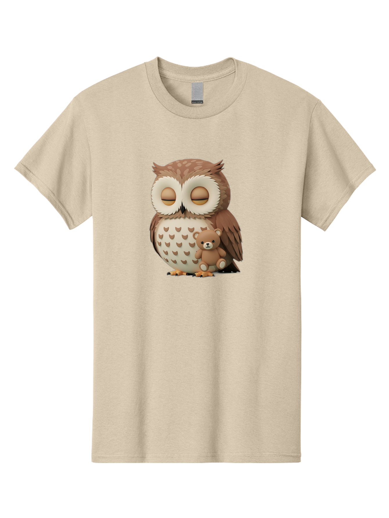 Owl-With-Teddy-1 Men'S Graphic Tee, 100% Cotton, Comfortable Casual Summer Wear, Machine Washable, Vintage Camera, Old Camera, Antique Camera, Black Camera, Classic Photography, Photography Equipment, Nostalgic Device, Film Camera, Camera Art Baf936