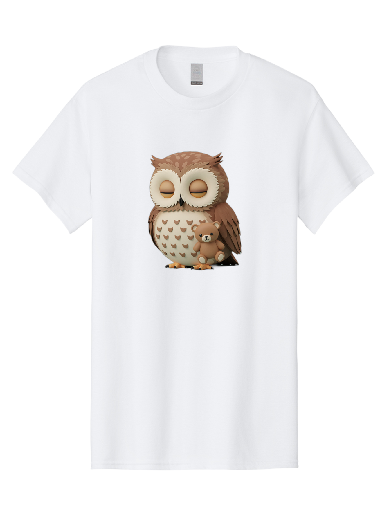 Owl-With-Teddy-1 Men'S Graphic Tee, 100% Cotton, Comfortable Casual Summer Wear, Machine Washable, Vintage Camera, Old Camera, Antique Camera, Black Camera, Classic Photography, Photography Equipment, Nostalgic Device, Film Camera, Camera Art Baf936