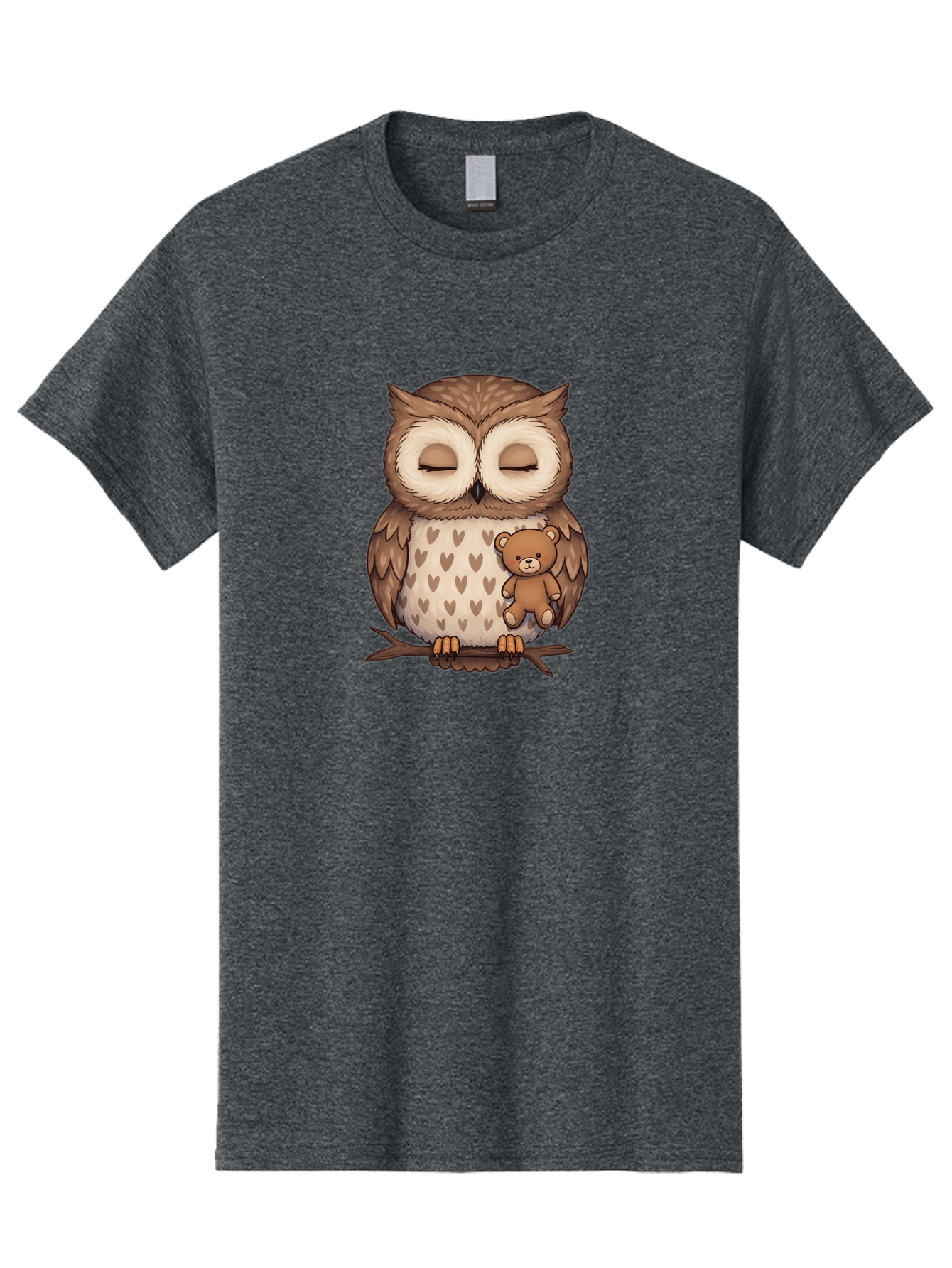 Owl-With-Teddy-2 Men'S Graphic Tee, 100% Cotton, Comfortable Casual Summer Wear, Machine Washable, Vintage Camera, Old Camera, Antique Camera, Black Camera, Classic Photography, Photography Equipment, Nostalgic Device, Film Camera, Camera Art Baf937
