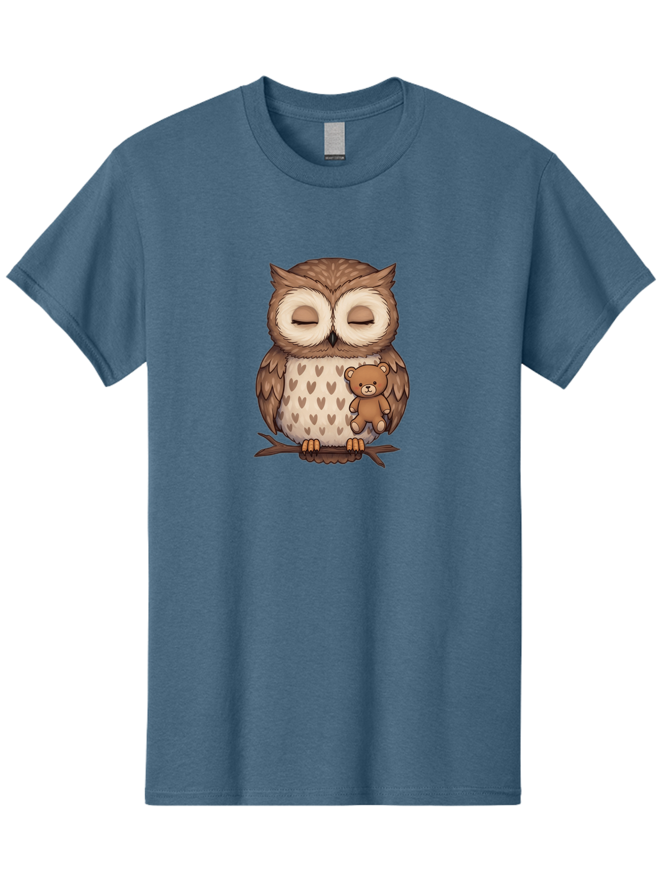 Owl-With-Teddy-2 Men'S Graphic Tee, 100% Cotton, Comfortable Casual Summer Wear, Machine Washable, Vintage Camera, Old Camera, Antique Camera, Black Camera, Classic Photography, Photography Equipment, Nostalgic Device, Film Camera, Camera Art Baf937