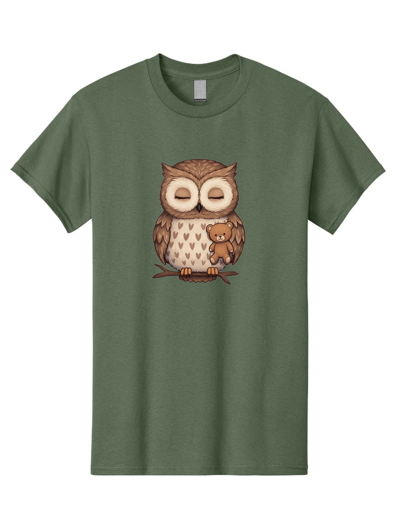 Owl-With-Teddy-2 Men'S Graphic Tee, 100% Cotton, Comfortable Casual Summer Wear, Machine Washable, Vintage Camera, Old Camera, Antique Camera, Black Camera, Classic Photography, Photography Equipment, Nostalgic Device, Film Camera, Camera Art Baf937