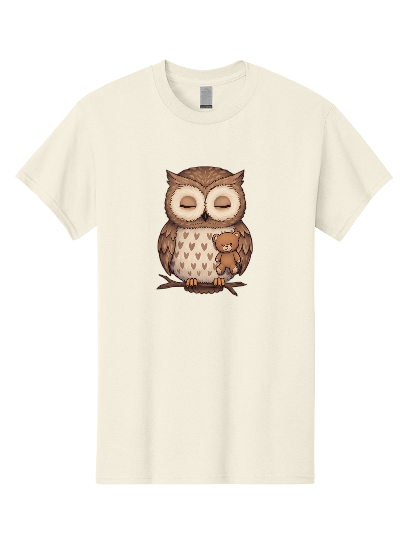 Owl-With-Teddy-2 Men'S Graphic Tee, 100% Cotton, Comfortable Casual Summer Wear, Machine Washable, Vintage Camera, Old Camera, Antique Camera, Black Camera, Classic Photography, Photography Equipment, Nostalgic Device, Film Camera, Camera Art Baf937