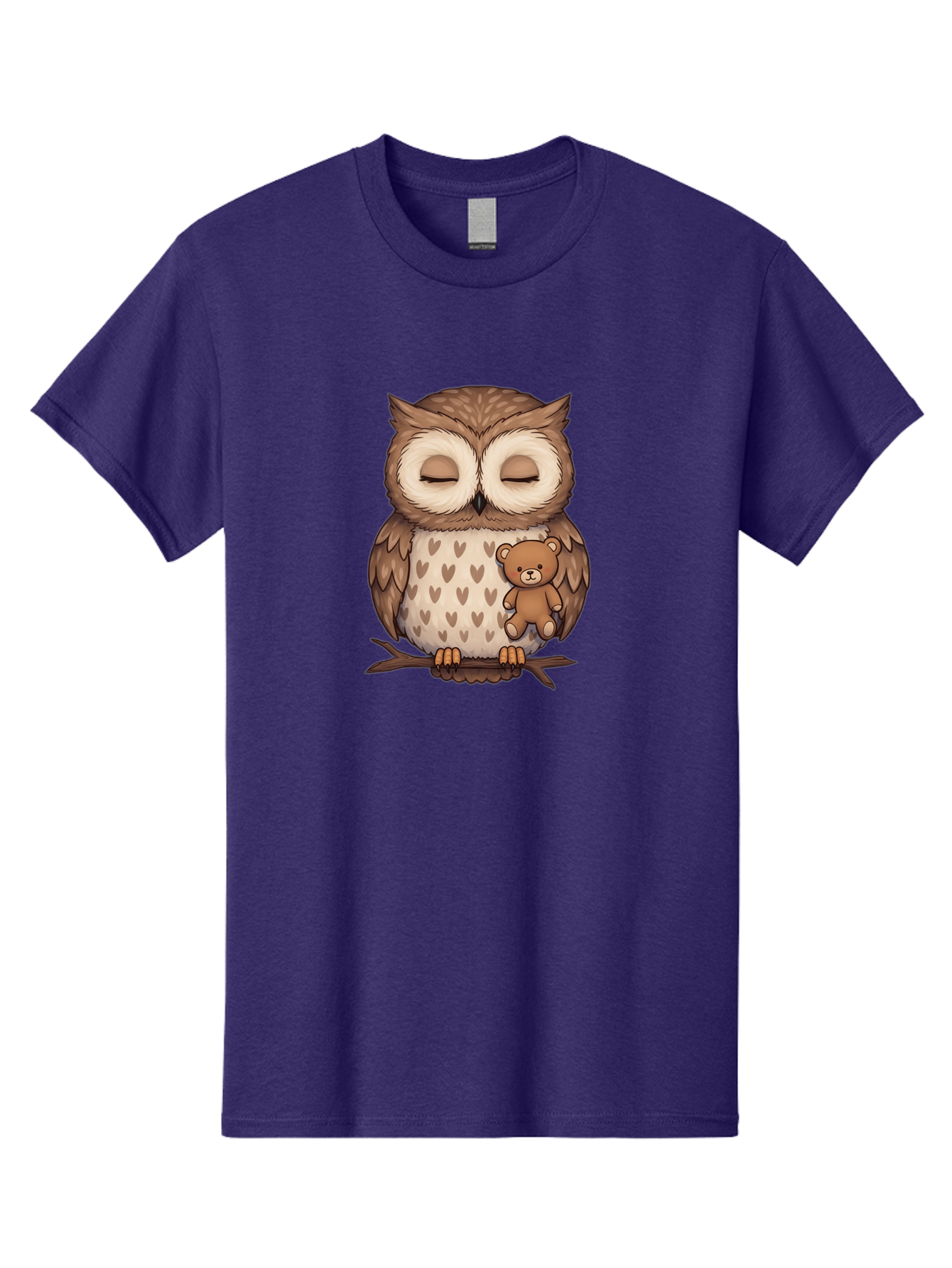 Owl-With-Teddy-2 Men'S Graphic Tee, 100% Cotton, Comfortable Casual Summer Wear, Machine Washable, Vintage Camera, Old Camera, Antique Camera, Black Camera, Classic Photography, Photography Equipment, Nostalgic Device, Film Camera, Camera Art Baf937
