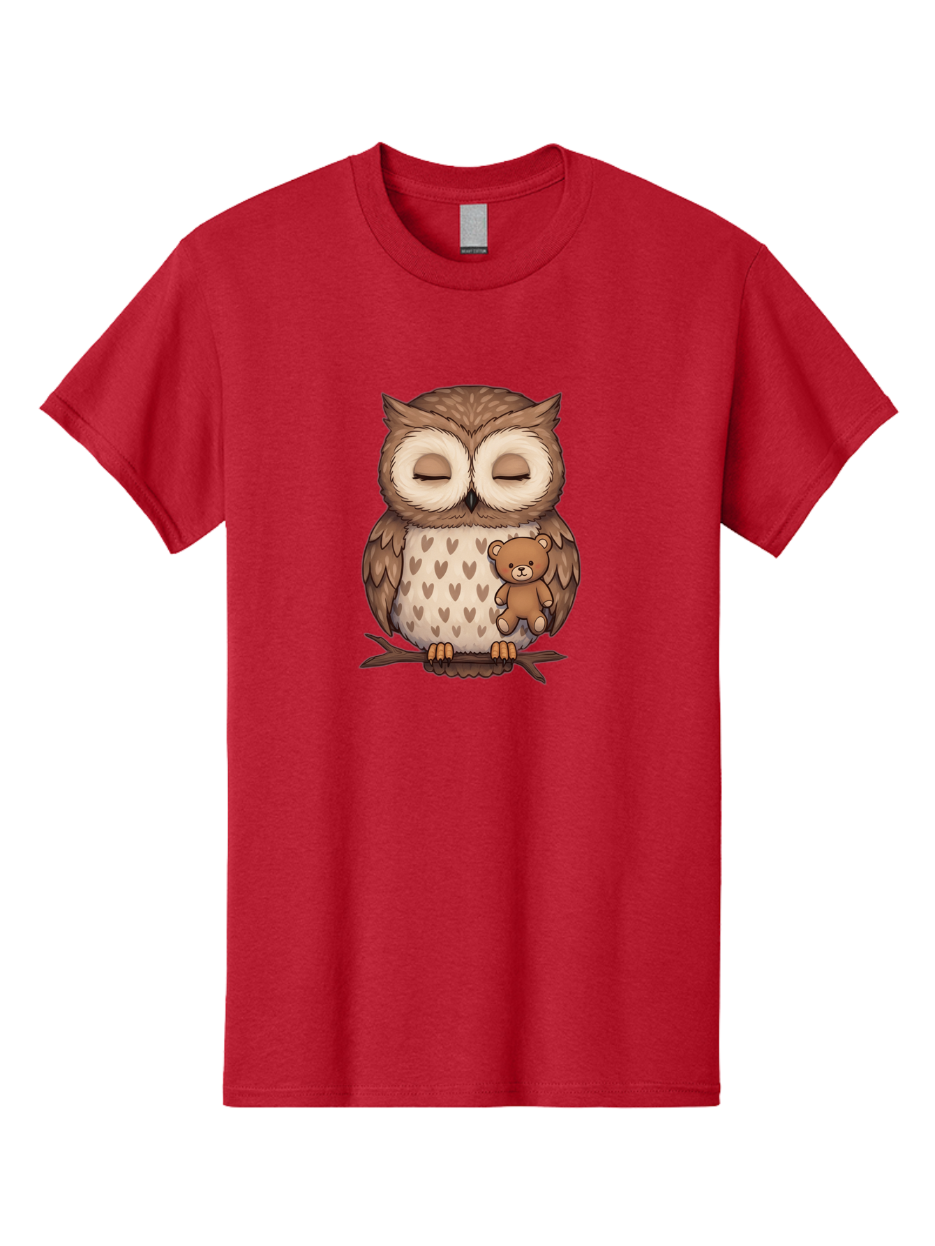 Owl-With-Teddy-2 Men'S Graphic Tee, 100% Cotton, Comfortable Casual Summer Wear, Machine Washable, Vintage Camera, Old Camera, Antique Camera, Black Camera, Classic Photography, Photography Equipment, Nostalgic Device, Film Camera, Camera Art Baf937