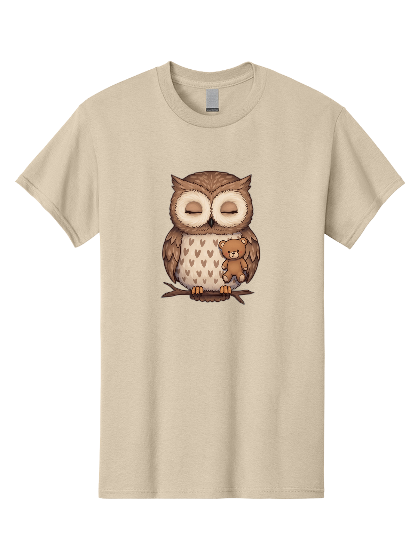 Owl-With-Teddy-2 Men'S Graphic Tee, 100% Cotton, Comfortable Casual Summer Wear, Machine Washable, Vintage Camera, Old Camera, Antique Camera, Black Camera, Classic Photography, Photography Equipment, Nostalgic Device, Film Camera, Camera Art Baf937