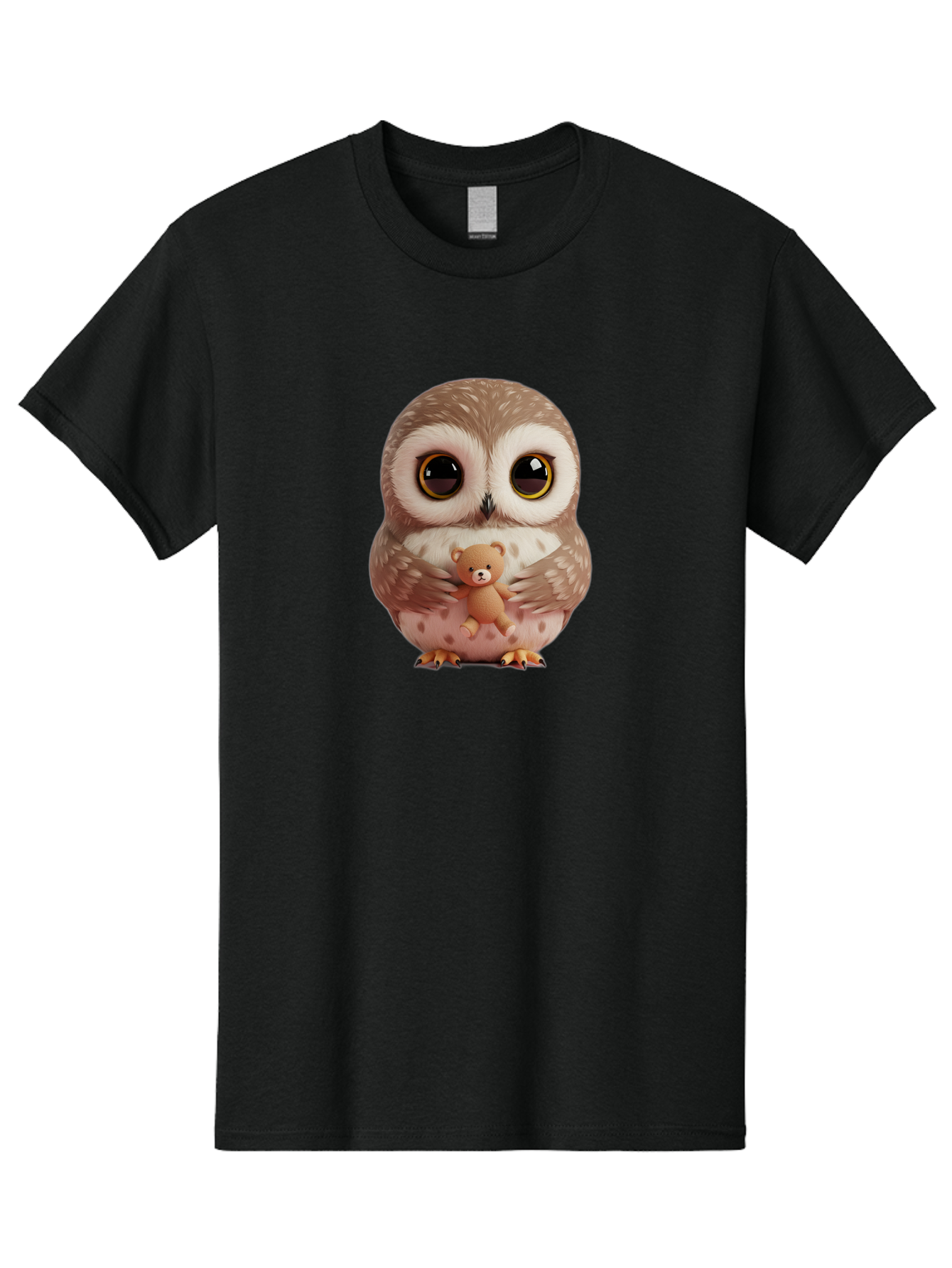 Owl-With-Teddy-3 Men'S Graphic Tee, 100% Cotton, Comfortable Casual Summer Wear, Machine Washable, Vintage Camera, Old Camera, Antique Camera, Black Camera, Classic Photography, Photography Equipment, Nostalgic Device, Film Camera, Camera Art Baf938