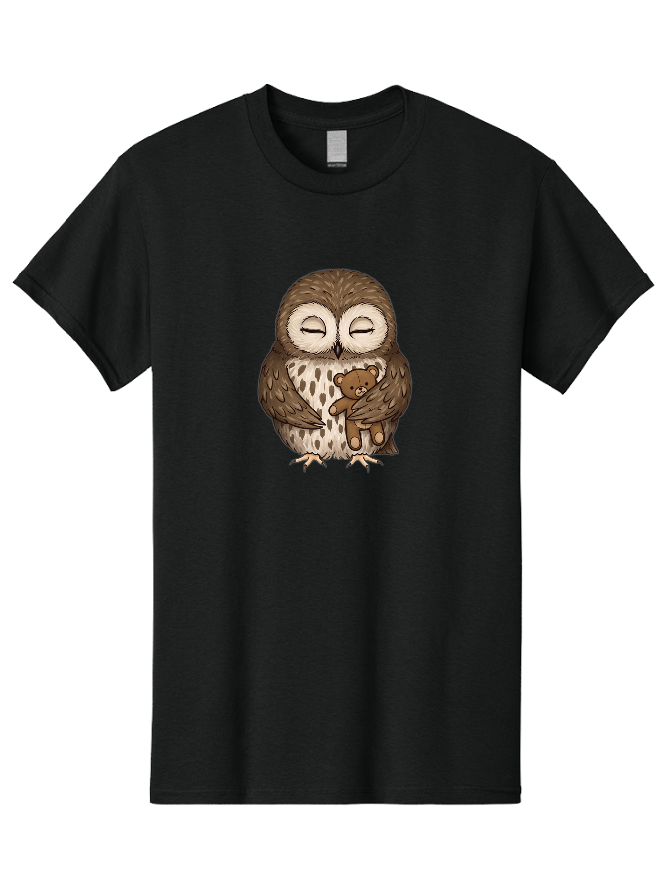 Owl-With-Teddy-4 Men'S Graphic Tee, 100% Cotton, Comfortable Casual Summer Wear, Machine Washable, Vintage Camera, Old Camera, Antique Camera, Black Camera, Classic Photography, Photography Equipment, Nostalgic Device, Film Camera, Camera Art Baf939