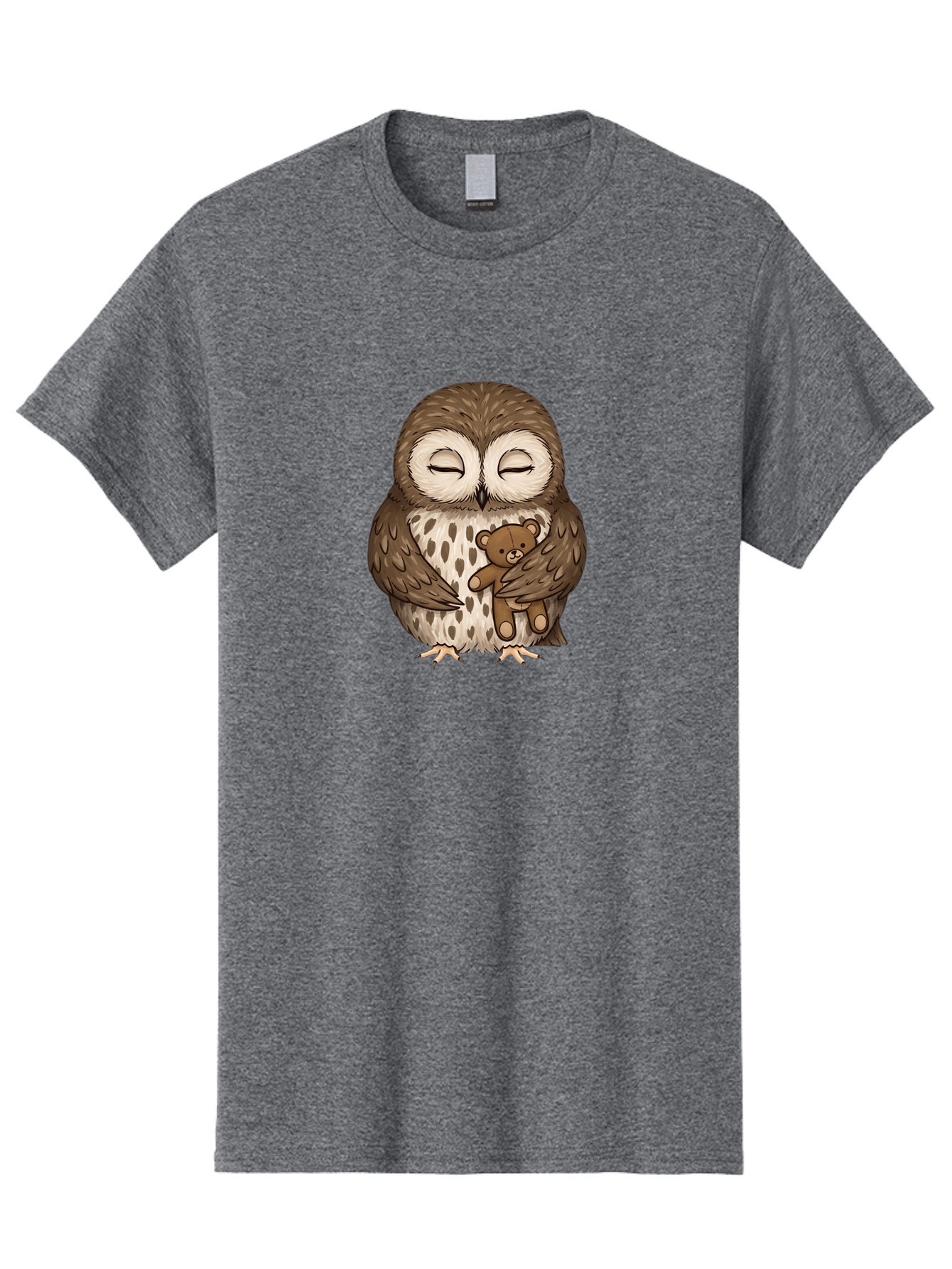 Owl-With-Teddy-4 Men'S Graphic Tee, 100% Cotton, Comfortable Casual Summer Wear, Machine Washable, Vintage Camera, Old Camera, Antique Camera, Black Camera, Classic Photography, Photography Equipment, Nostalgic Device, Film Camera, Camera Art Baf939