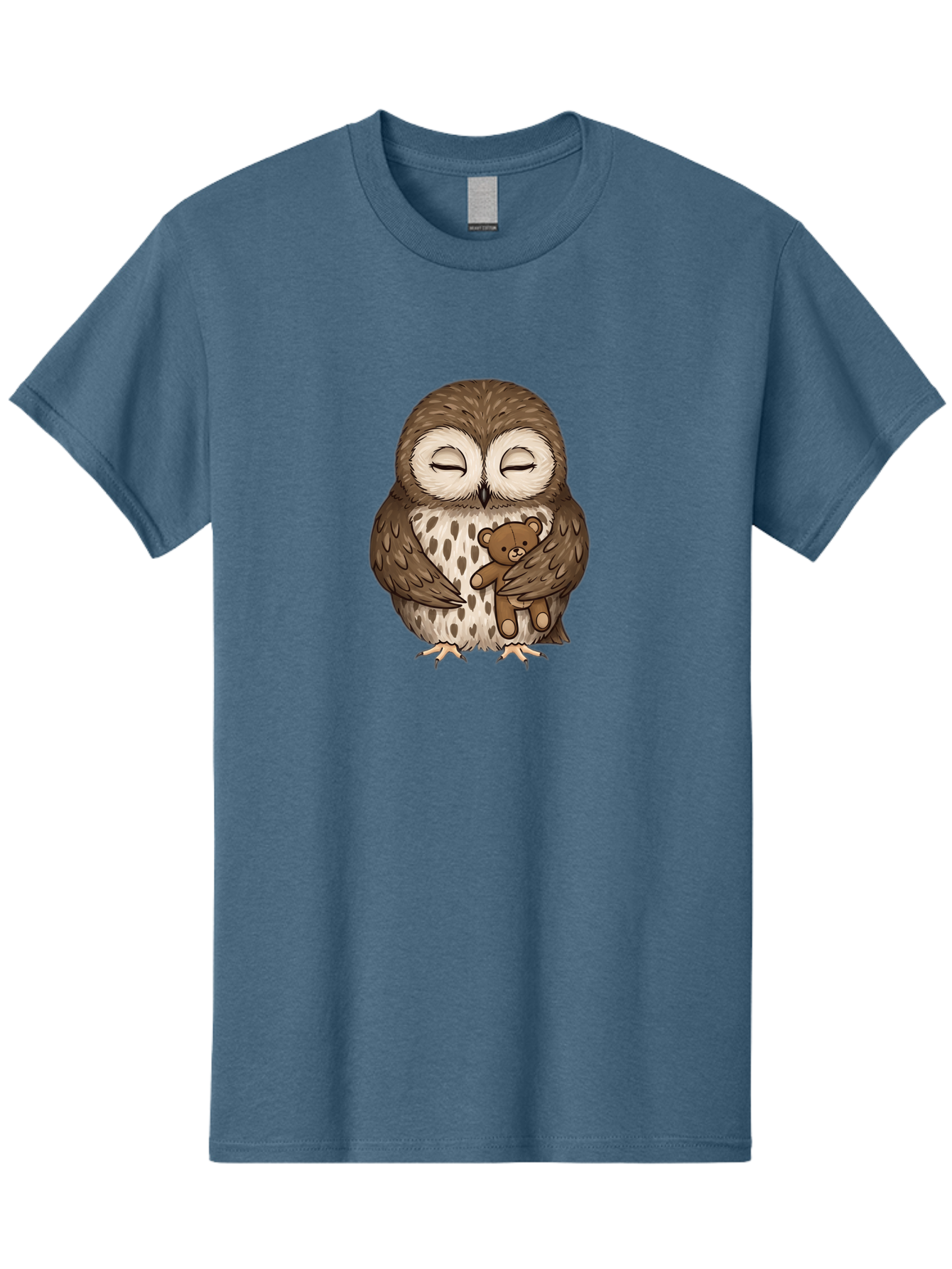 Owl-With-Teddy-4 Men'S Graphic Tee, 100% Cotton, Comfortable Casual Summer Wear, Machine Washable, Vintage Camera, Old Camera, Antique Camera, Black Camera, Classic Photography, Photography Equipment, Nostalgic Device, Film Camera, Camera Art Baf939