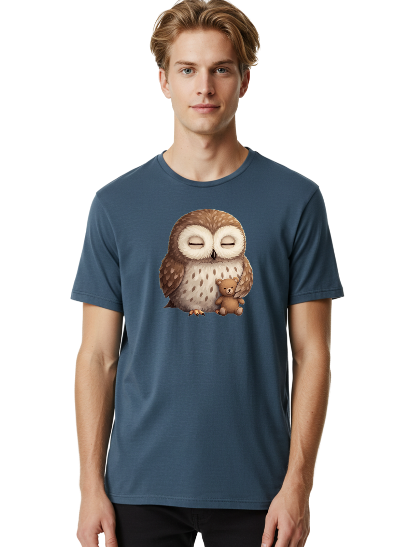 Owl-With-Teddy-Bear Men'S Graphic Tee, 100% Cotton, Comfortable Casual Summer Wear, Machine Washable, Vintage Camera, Old Camera, Antique Camera, Black Camera, Classic Photography, Photography Equipment, Nostalgic Device, Film Camera, Baf940
