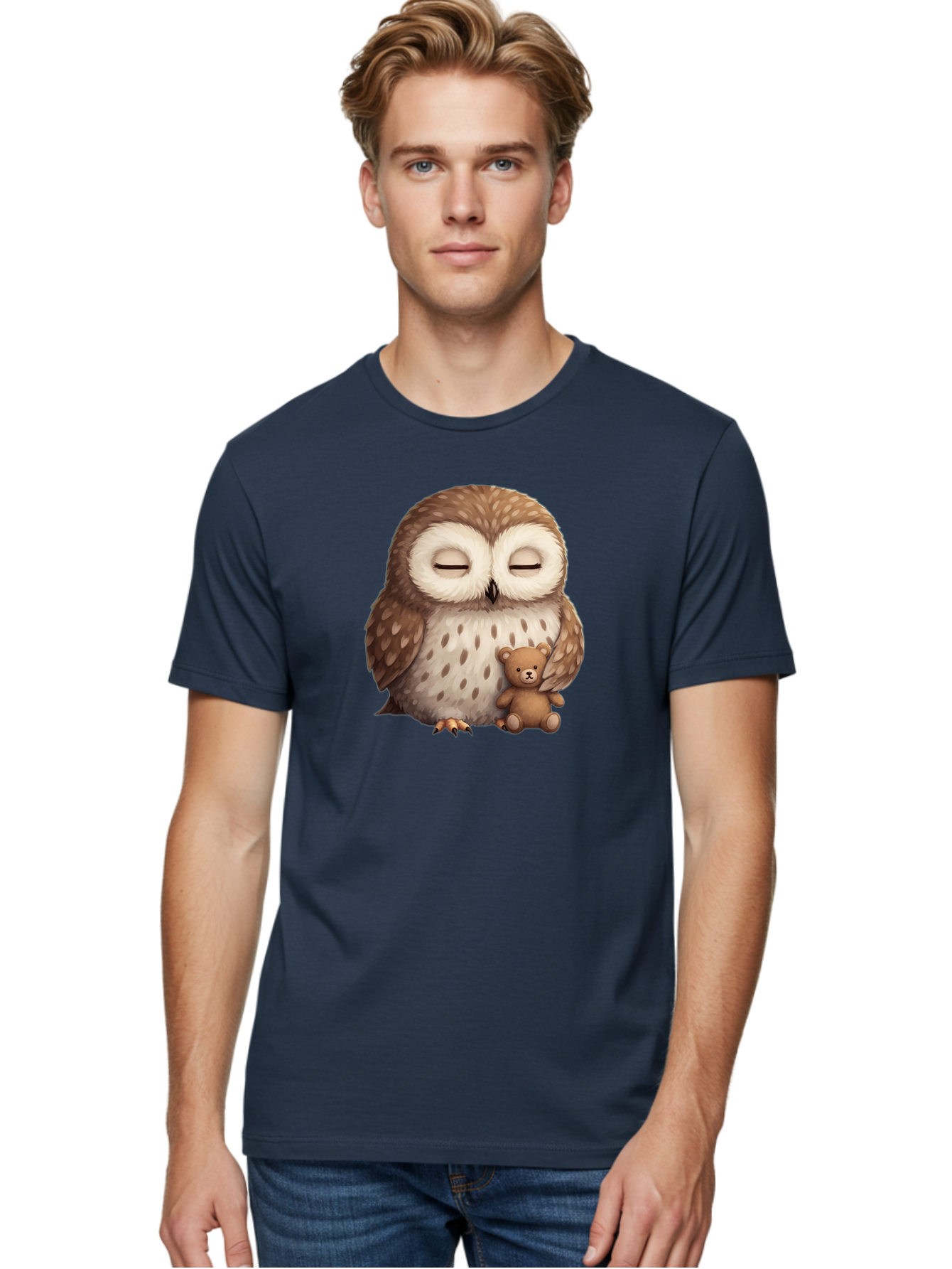 Owl-With-Teddy-Bear Men'S Graphic Tee, 100% Cotton, Comfortable Casual Summer Wear, Machine Washable, Vintage Camera, Old Camera, Antique Camera, Black Camera, Classic Photography, Photography Equipment, Nostalgic Device, Film Camera, Baf940
