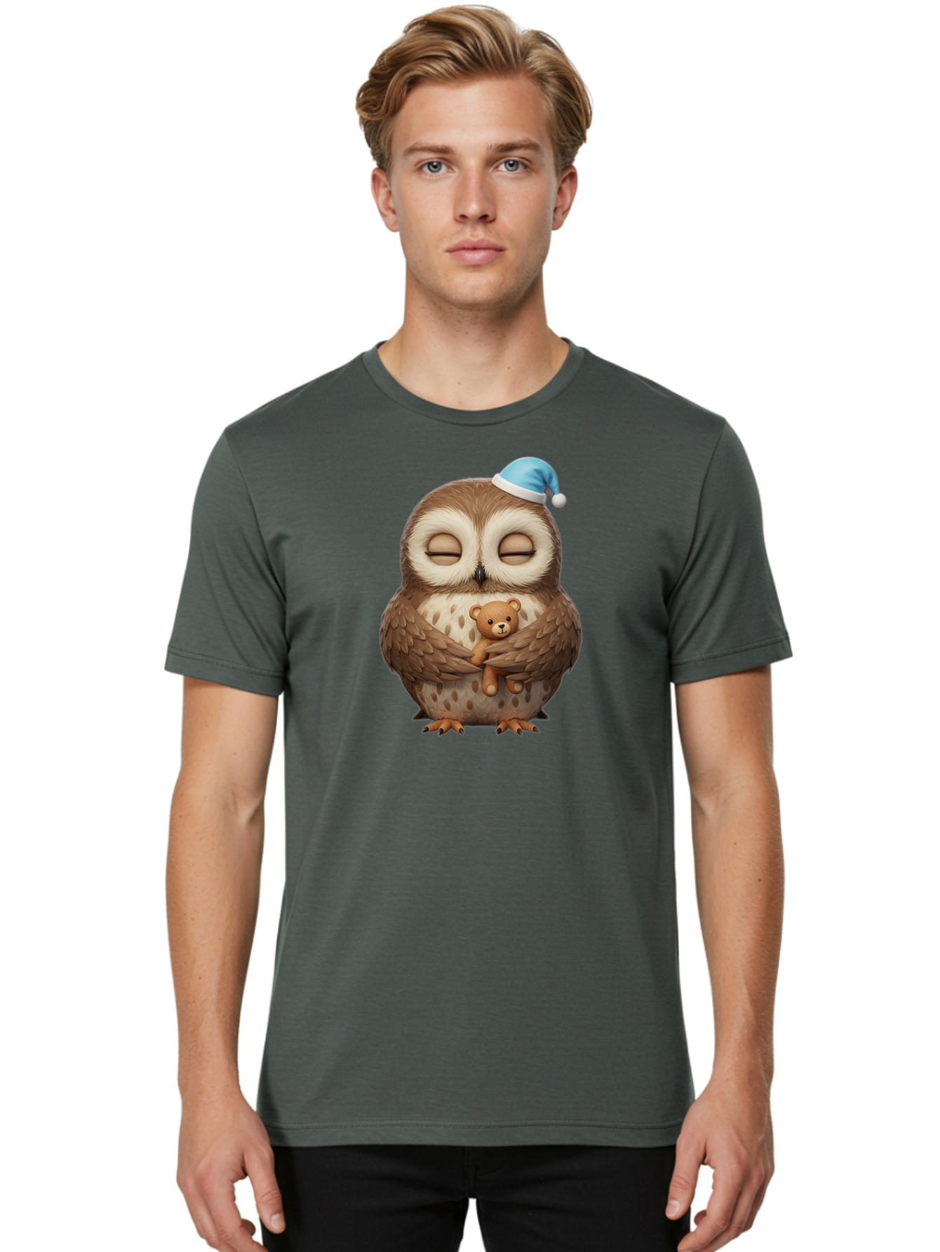 Owl-With-Teddy Men'S Graphic Tee, 100% Cotton, Comfortable Casual Summer Wear, Machine Washable, Vintage Camera, Old Camera, Antique Camera, Black Camera, Classic Photography, Photography Equipment, Nostalgic Device, Film Camera, Camera Art Baf941