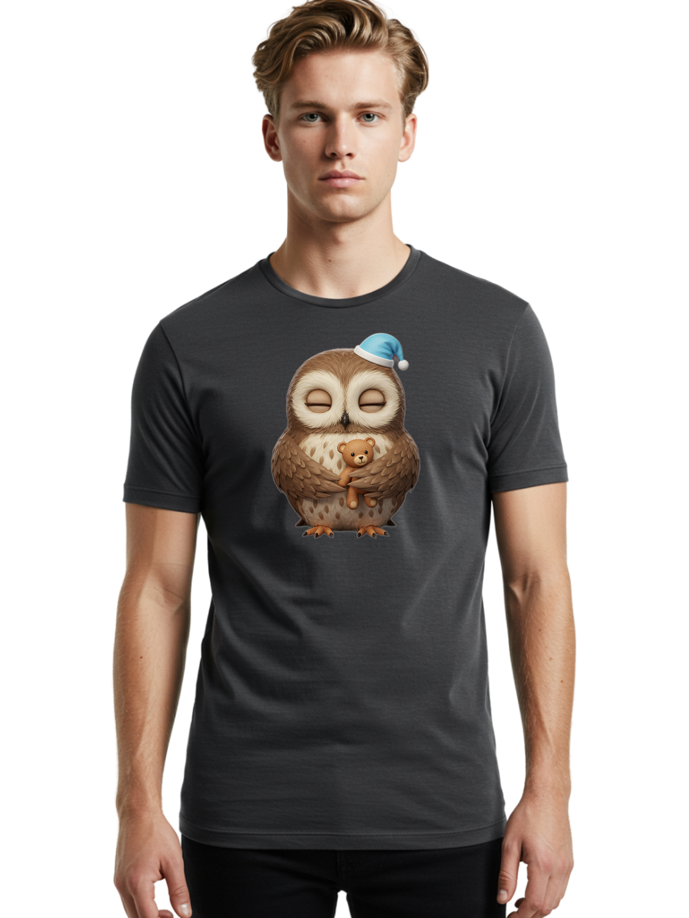 Owl-With-Teddy Men'S Graphic Tee, 100% Cotton, Comfortable Casual Summer Wear, Machine Washable, Vintage Camera, Old Camera, Antique Camera, Black Camera, Classic Photography, Photography Equipment, Nostalgic Device, Film Camera, Camera Art Baf941