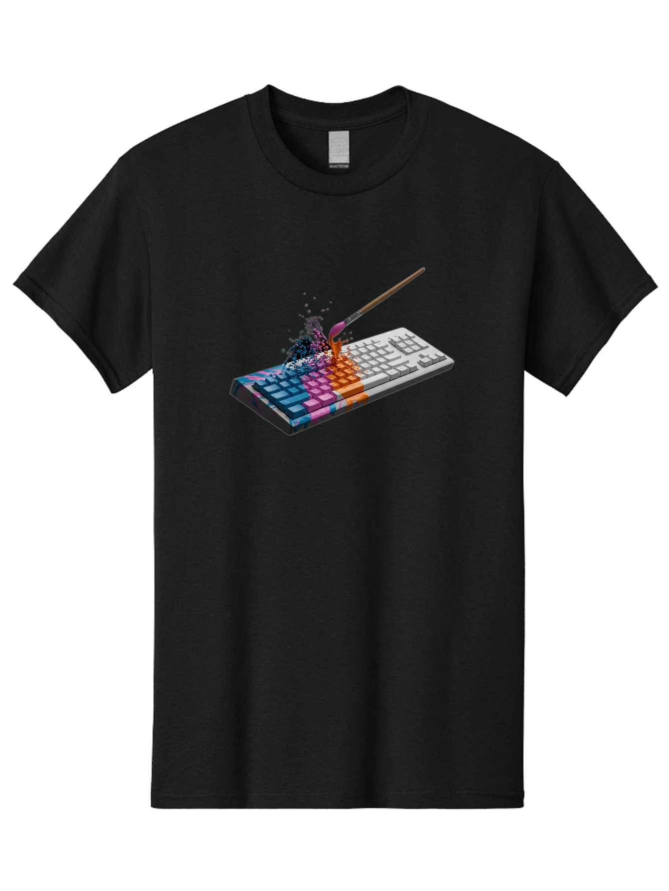 Paintbrush-Keyboard Men'S Graphic Tee, 100% Cotton, Comfortable Casual Summer Wear, Machine Washable, Vintage Camera, Old Camera, Antique Camera, Black Camera, Classic Photography, Photography Equipment, Nostalgic Device, Film Camera, Baf942