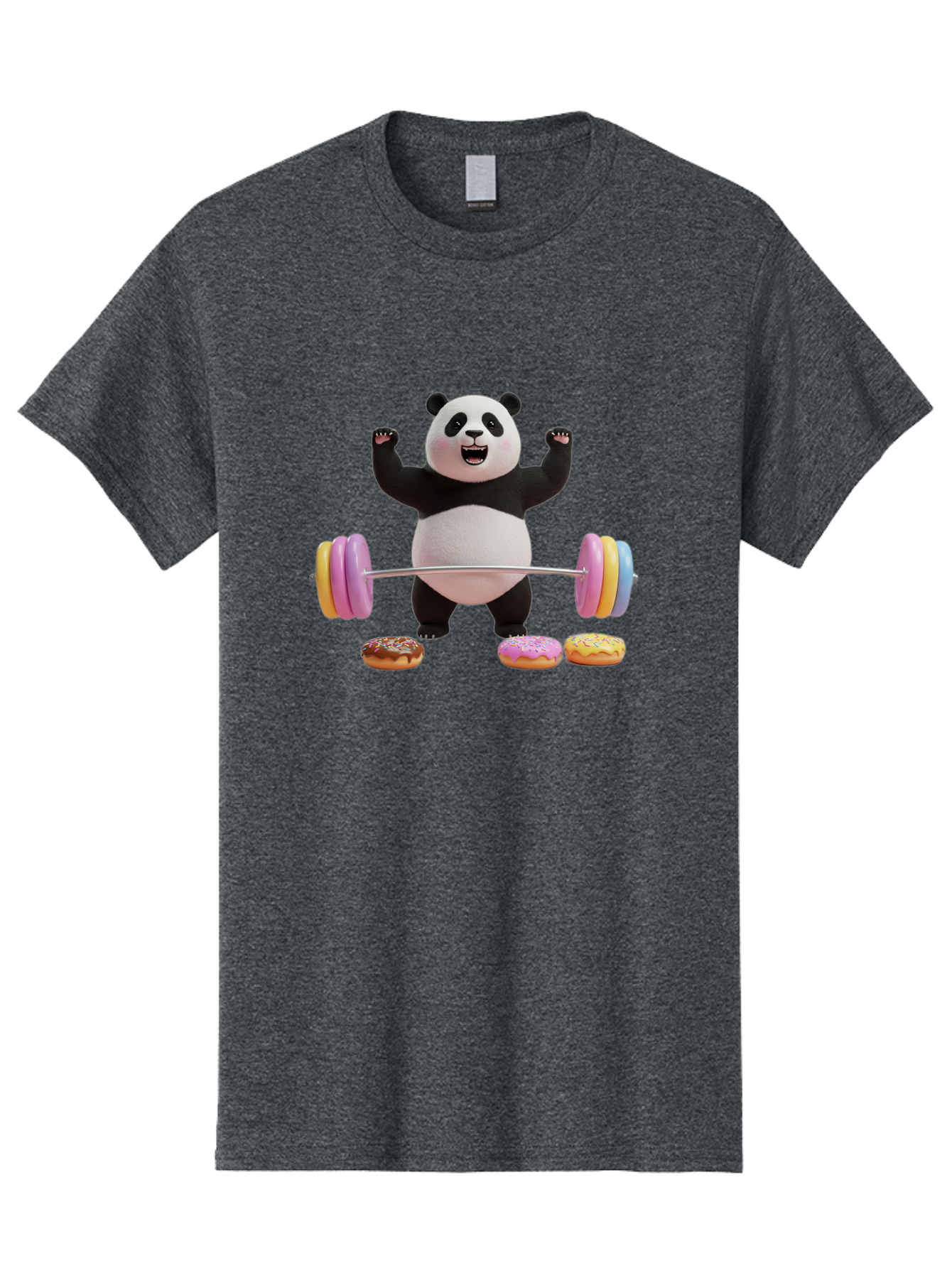 Panda-Lifting-Donuts-1 Men'S Graphic Tee, 100% Cotton, Comfortable Casual Summer Wear, Machine Washable, Vintage Camera, Old Camera, Antique Camera, Black Camera, Classic Photography, Photography Equipment, Nostalgic Device, Film Camera, Baf948
