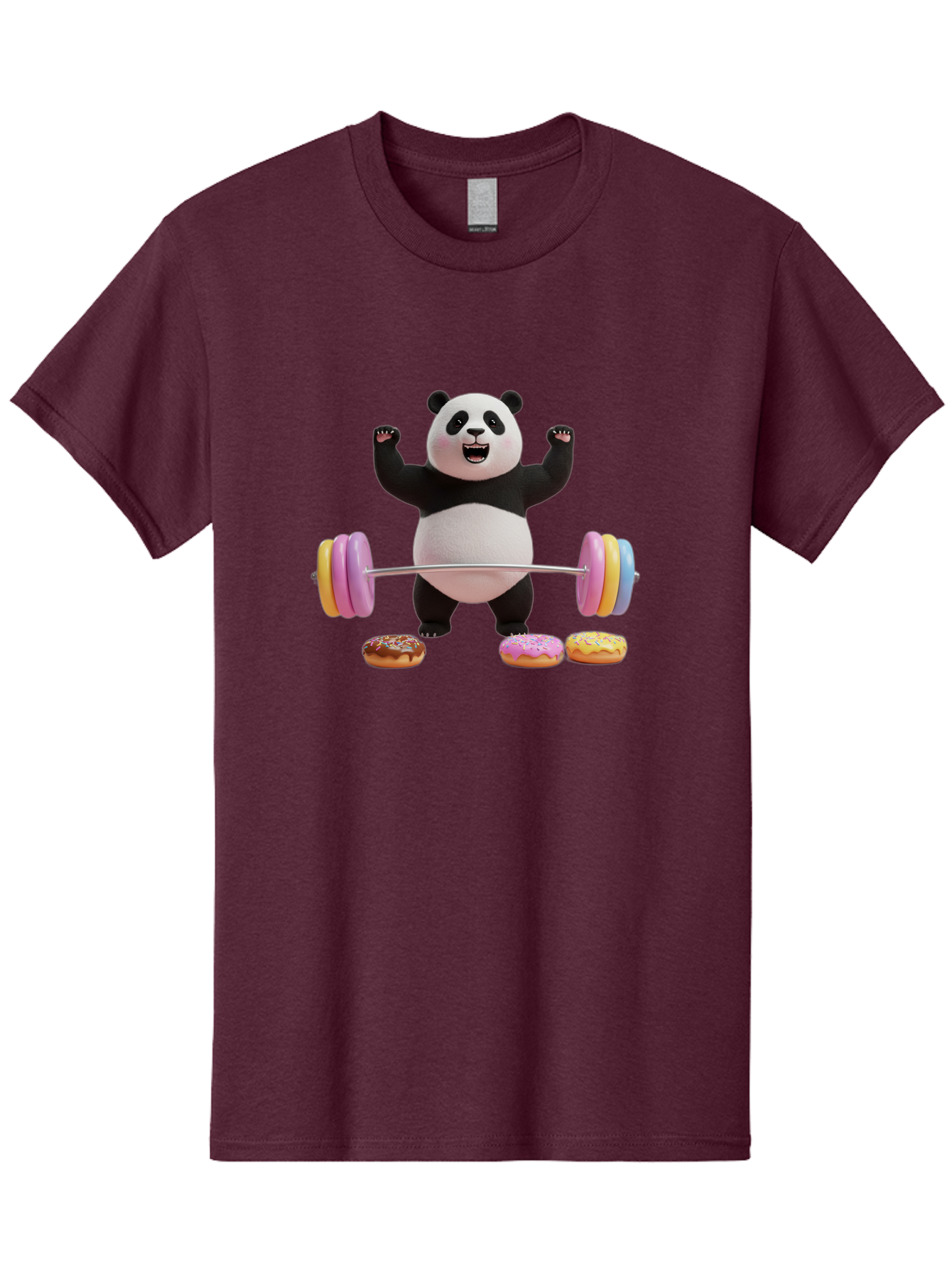 Panda-Lifting-Donuts-1 Men'S Graphic Tee, 100% Cotton, Comfortable Casual Summer Wear, Machine Washable, Vintage Camera, Old Camera, Antique Camera, Black Camera, Classic Photography, Photography Equipment, Nostalgic Device, Film Camera, Baf948