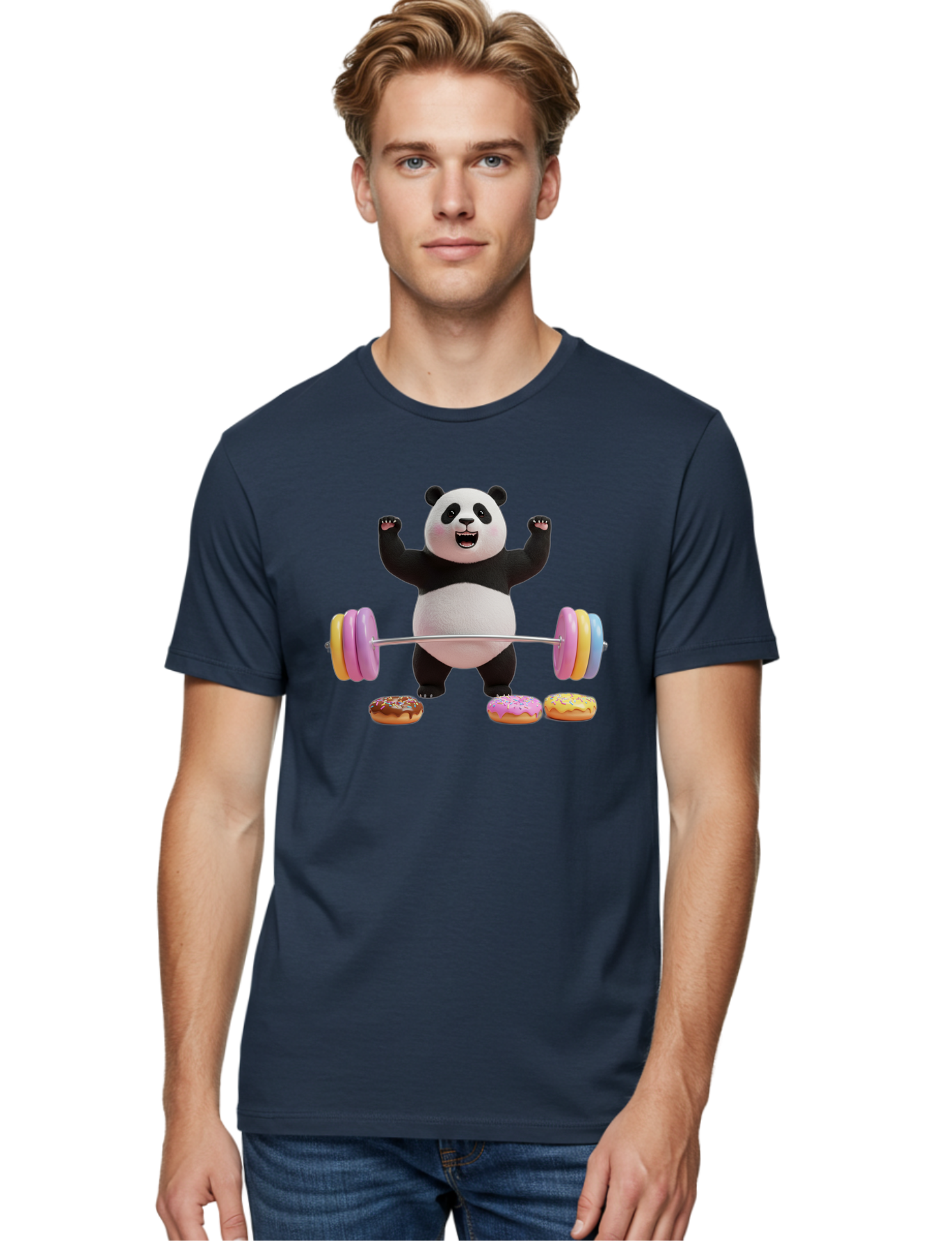Panda-Lifting-Donuts-1 Men'S Graphic Tee, 100% Cotton, Comfortable Casual Summer Wear, Machine Washable, Vintage Camera, Old Camera, Antique Camera, Black Camera, Classic Photography, Photography Equipment, Nostalgic Device, Film Camera, Baf948