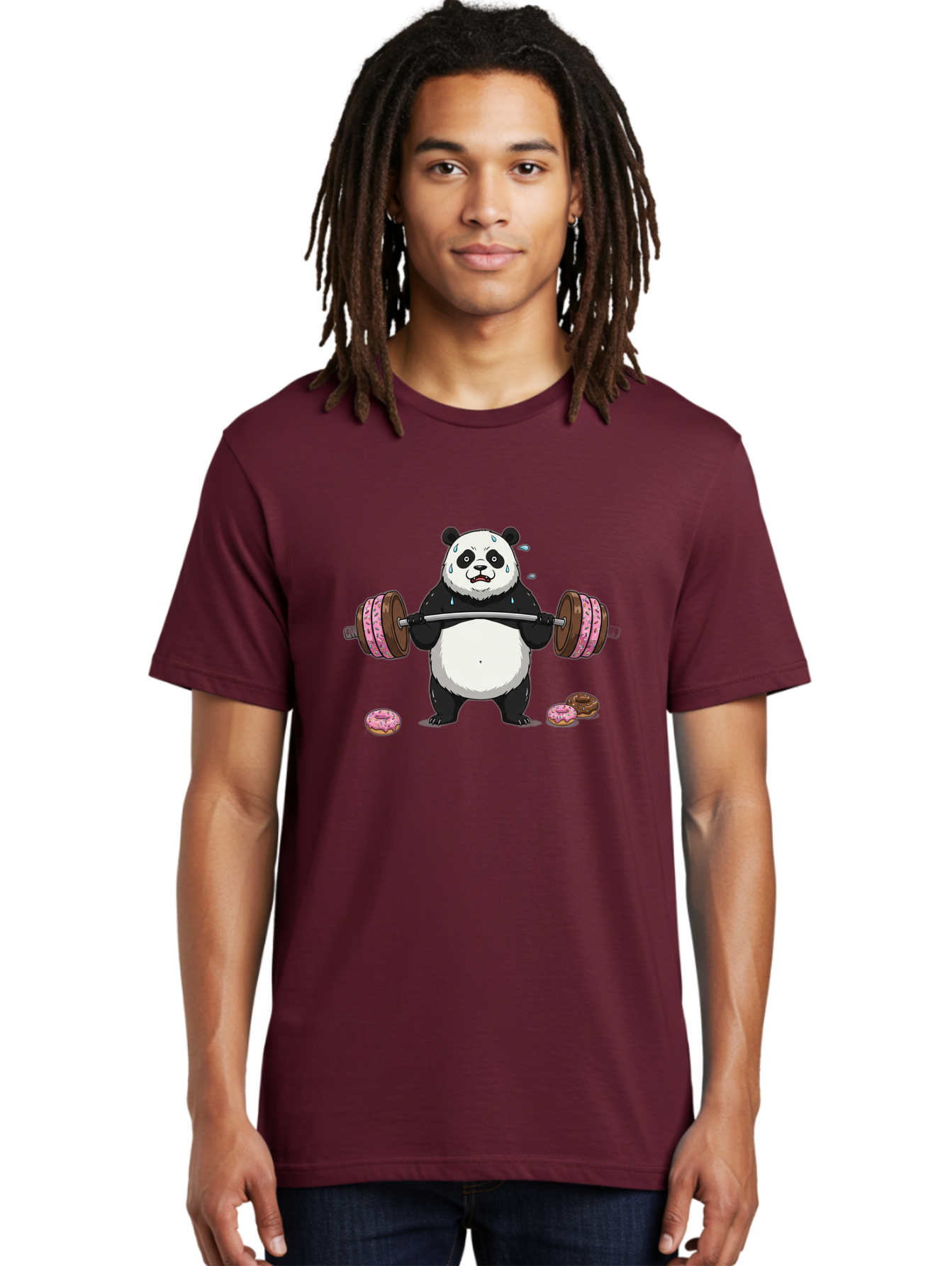 Panda-Lifting-Donuts-2 Men'S Graphic Tee, 100% Cotton, Comfortable Casual Summer Wear, Machine Washable, Vintage Camera, Old Camera, Antique Camera, Black Camera, Classic Photography, Photography Equipment, Nostalgic Device, Film Camera, Baf949