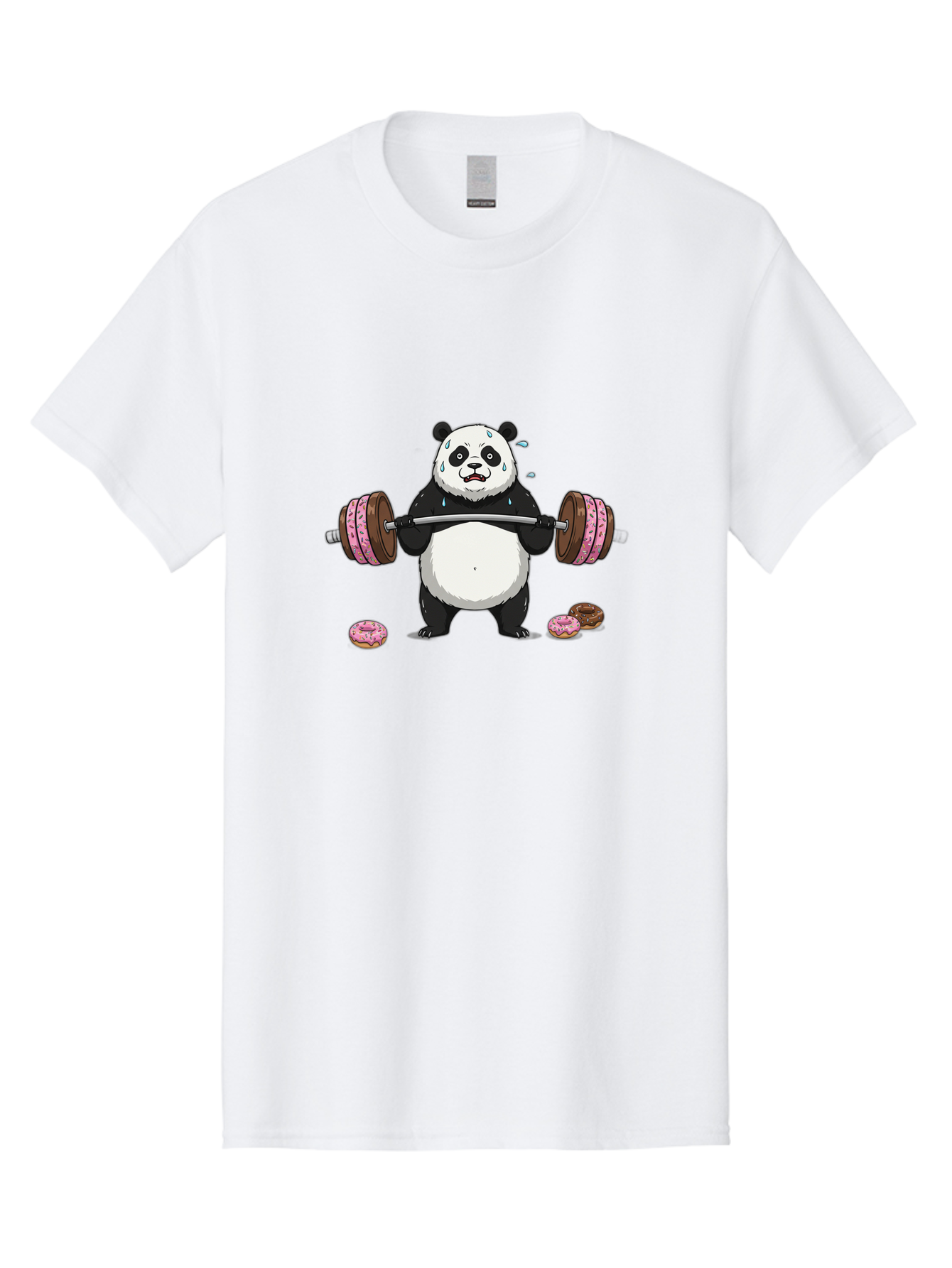 Panda-Lifting-Donuts-2 Men'S Graphic Tee, 100% Cotton, Comfortable Casual Summer Wear, Machine Washable, Vintage Camera, Old Camera, Antique Camera, Black Camera, Classic Photography, Photography Equipment, Nostalgic Device, Film Camera, Baf949
