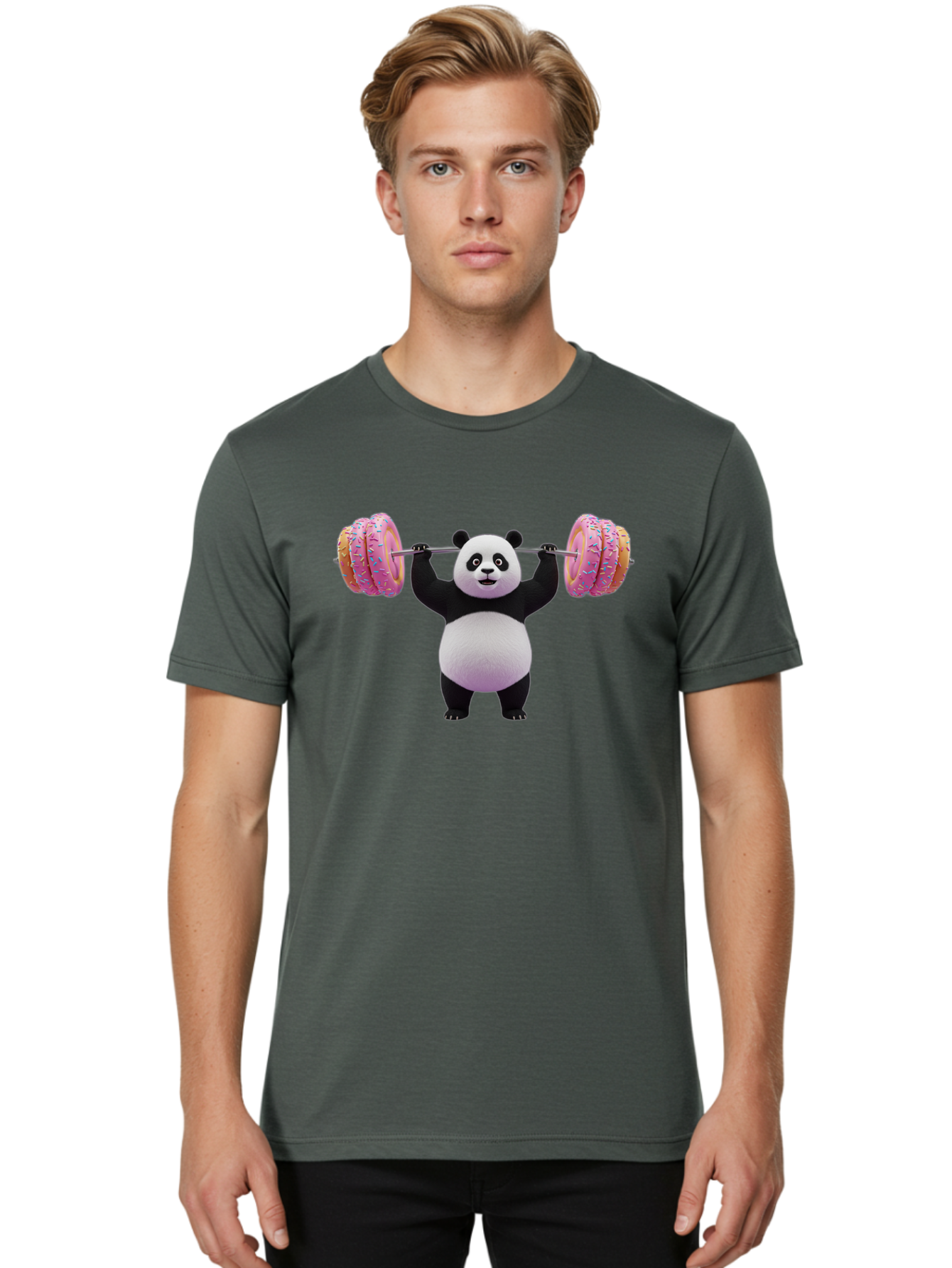 Panda-Lifting-Donuts-3 Men'S Graphic Tee, 100% Cotton, Comfortable Casual Summer Wear, Machine Washable, Vintage Camera, Old Camera, Antique Camera, Black Camera, Classic Photography, Photography Equipment, Nostalgic Device, Film Camera, Baf950