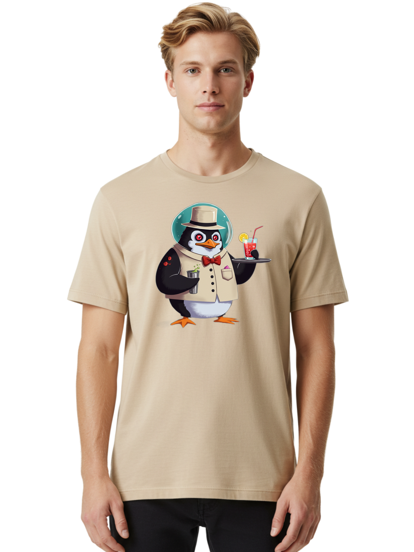 Penguin-Bartender-13 Men'S Graphic Tee, 100% Cotton, Comfortable Casual Summer Wear, Machine Washable, Vintage Camera, Old Camera, Antique Camera, Black Camera, Classic Photography, Photography Equipment, Nostalgic Device, Film Camera, Baf970