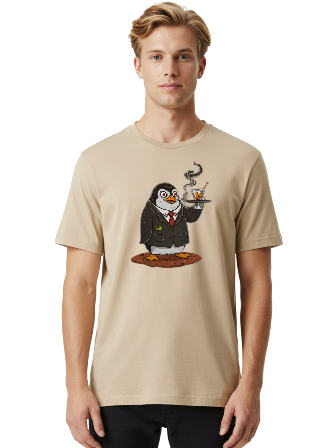 Penguin-Bartender-14 Men'S Graphic Tee, 100% Cotton, Comfortable Casual Summer Wear, Machine Washable, Vintage Camera, Old Camera, Antique Camera, Black Camera, Classic Photography, Photography Equipment, Nostalgic Device, Film Camera, Baf971