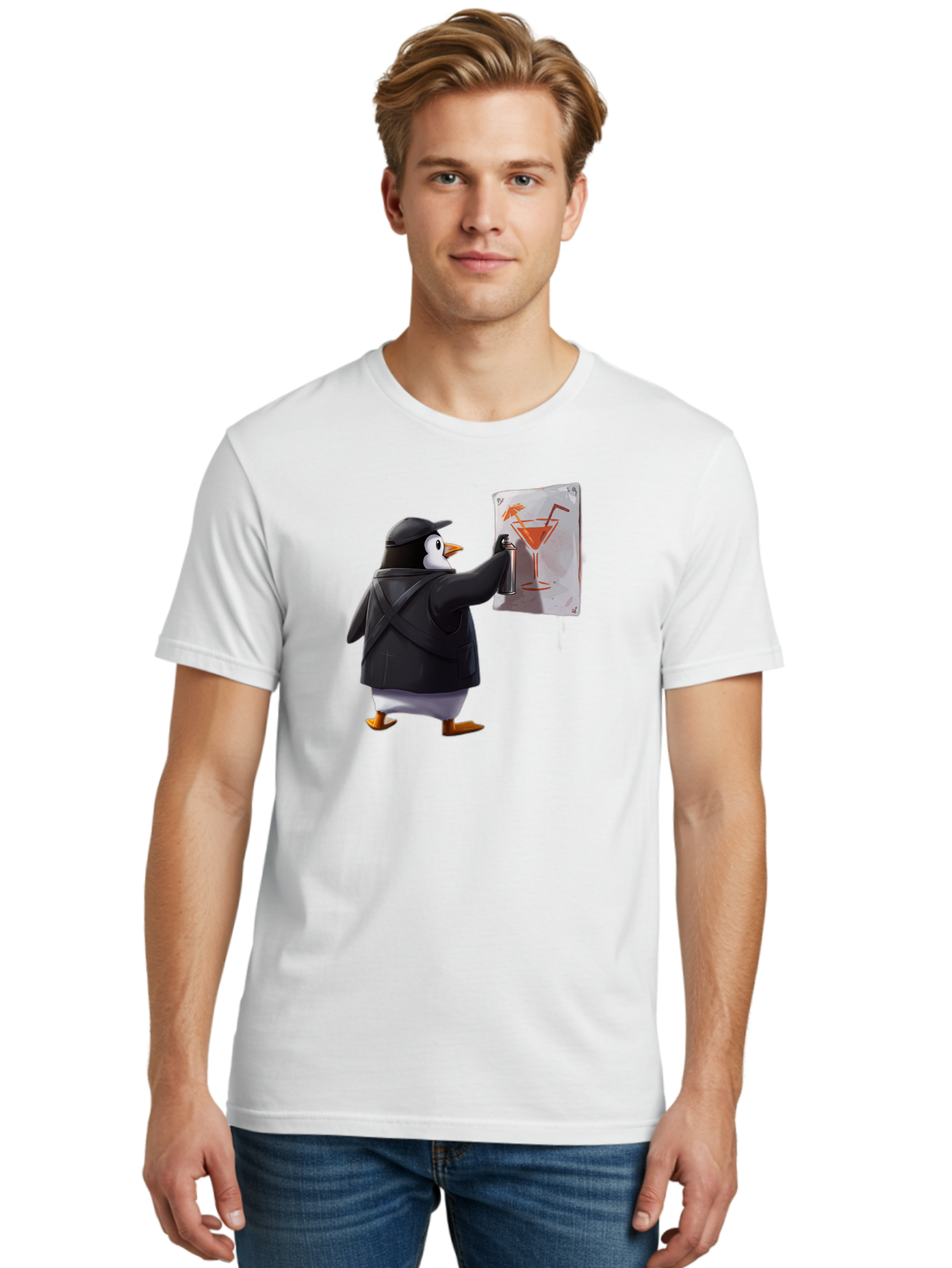 Penguin-Bartender-5 Men'S Graphic Tee, 100% Cotton, Comfortable Casual Summer Wear, Machine Washable, Vintage Camera, Old Camera, Antique Camera, Black Camera, Classic Photography, Photography Equipment, Nostalgic Device, Film Camera, Baf975