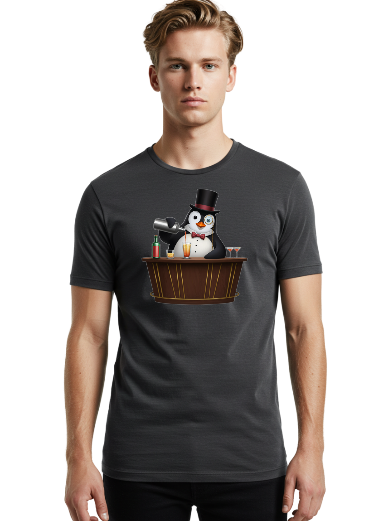 Penguin-Bartender-9 Men'S Graphic Tee, 100% Cotton, Comfortable Casual Summer Wear, Machine Washable, Vintage Camera, Old Camera, Antique Camera, Black Camera, Classic Photography, Photography Equipment, Nostalgic Device, Film Camera, Baf979