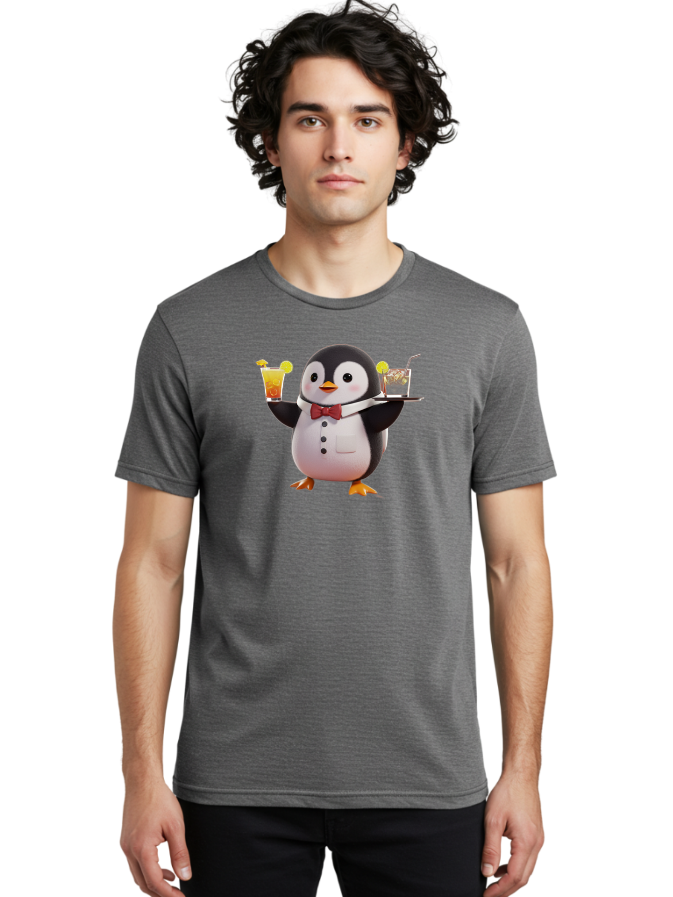 Penguin-Bartender Men'S Graphic Tee, 100% Cotton, Comfortable Casual Summer Wear, Machine Washable, Vintage Camera, Old Camera, Antique Camera, Black Camera, Classic Photography, Photography Equipment, Nostalgic Device, Film Camera, Camera Art Baf980
