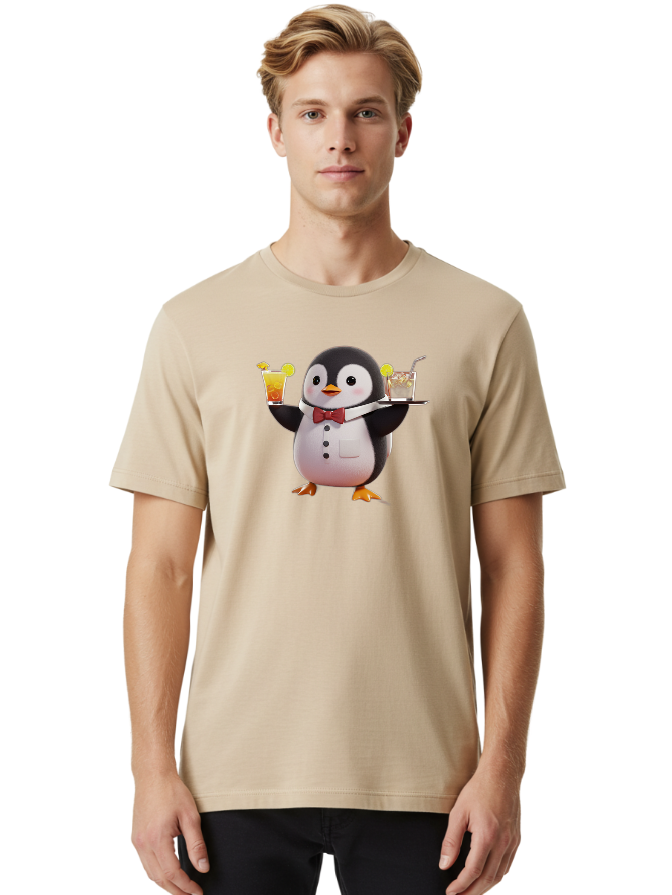 Penguin-Bartender Men'S Graphic Tee, 100% Cotton, Comfortable Casual Summer Wear, Machine Washable, Vintage Camera, Old Camera, Antique Camera, Black Camera, Classic Photography, Photography Equipment, Nostalgic Device, Film Camera, Camera Art Baf980