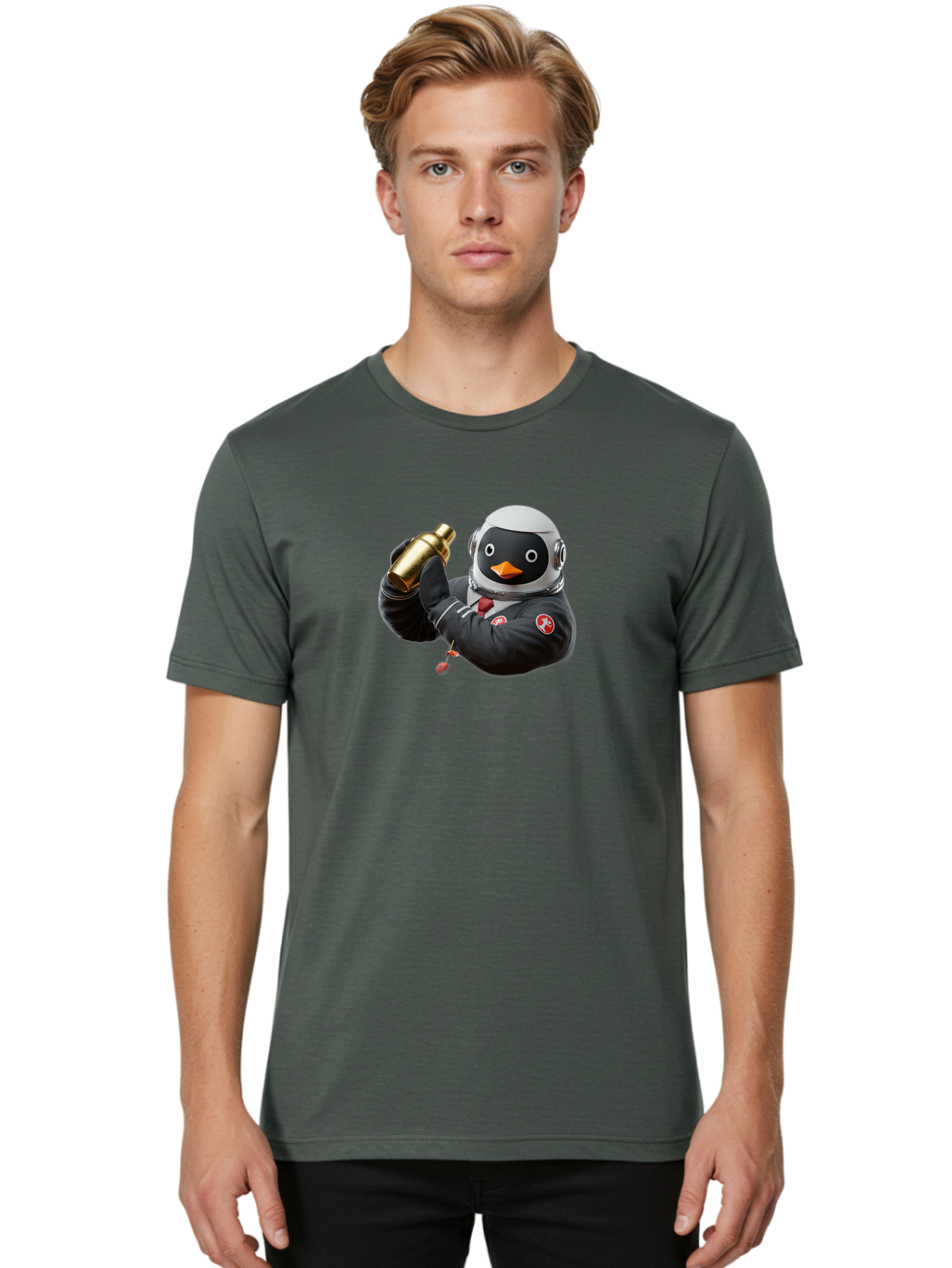 Penguin-In-Space-Suit Men'S Graphic Tee, 100% Cotton, Comfortable Casual Summer Wear, Machine Washable, Vintage Camera, Old Camera, Antique Camera, Black Camera, Classic Photography, Photography Equipment, Nostalgic Device, Film Camera, Baf981