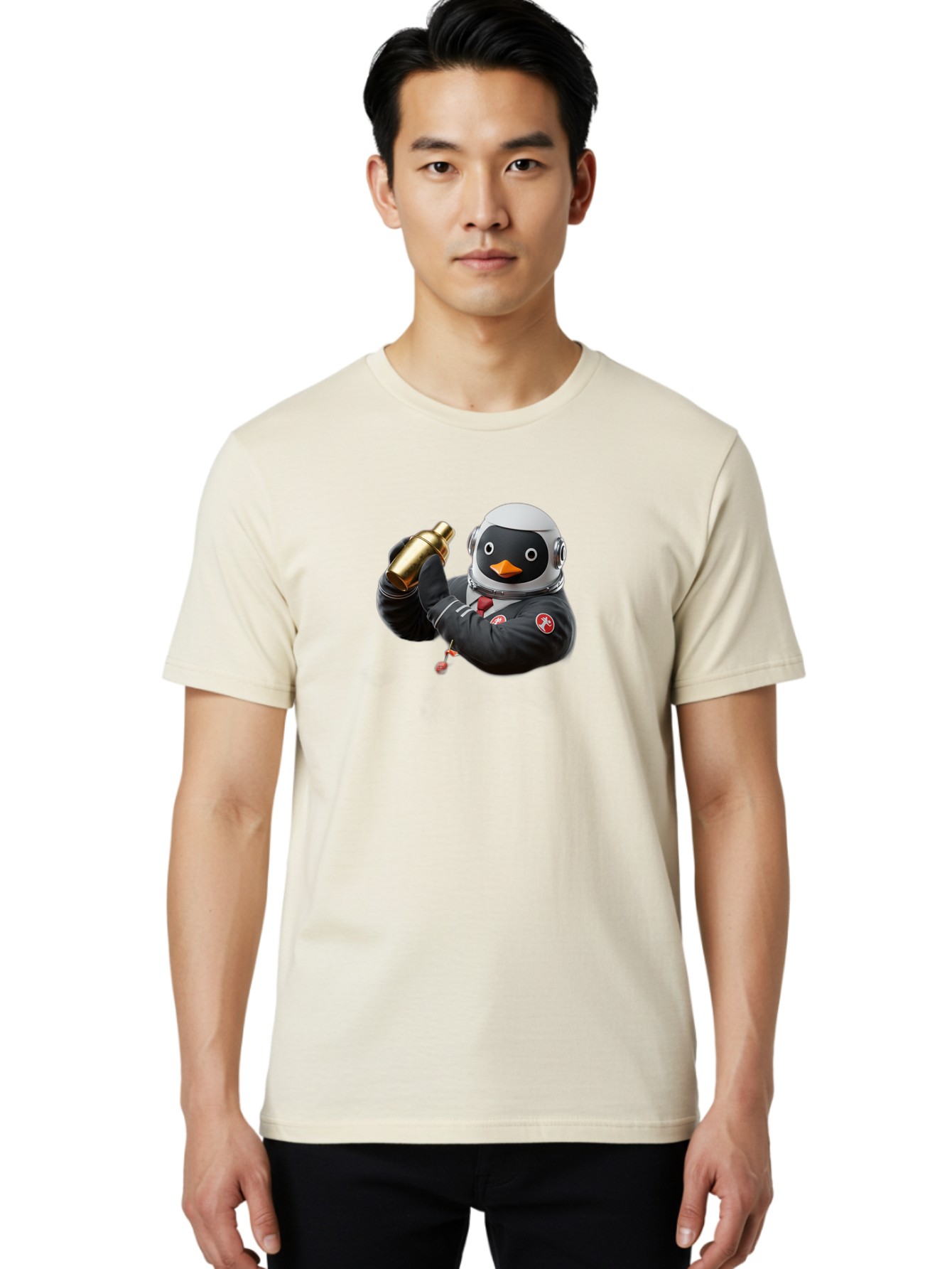 Penguin-In-Space-Suit Men'S Graphic Tee, 100% Cotton, Comfortable Casual Summer Wear, Machine Washable, Vintage Camera, Old Camera, Antique Camera, Black Camera, Classic Photography, Photography Equipment, Nostalgic Device, Film Camera, Baf981