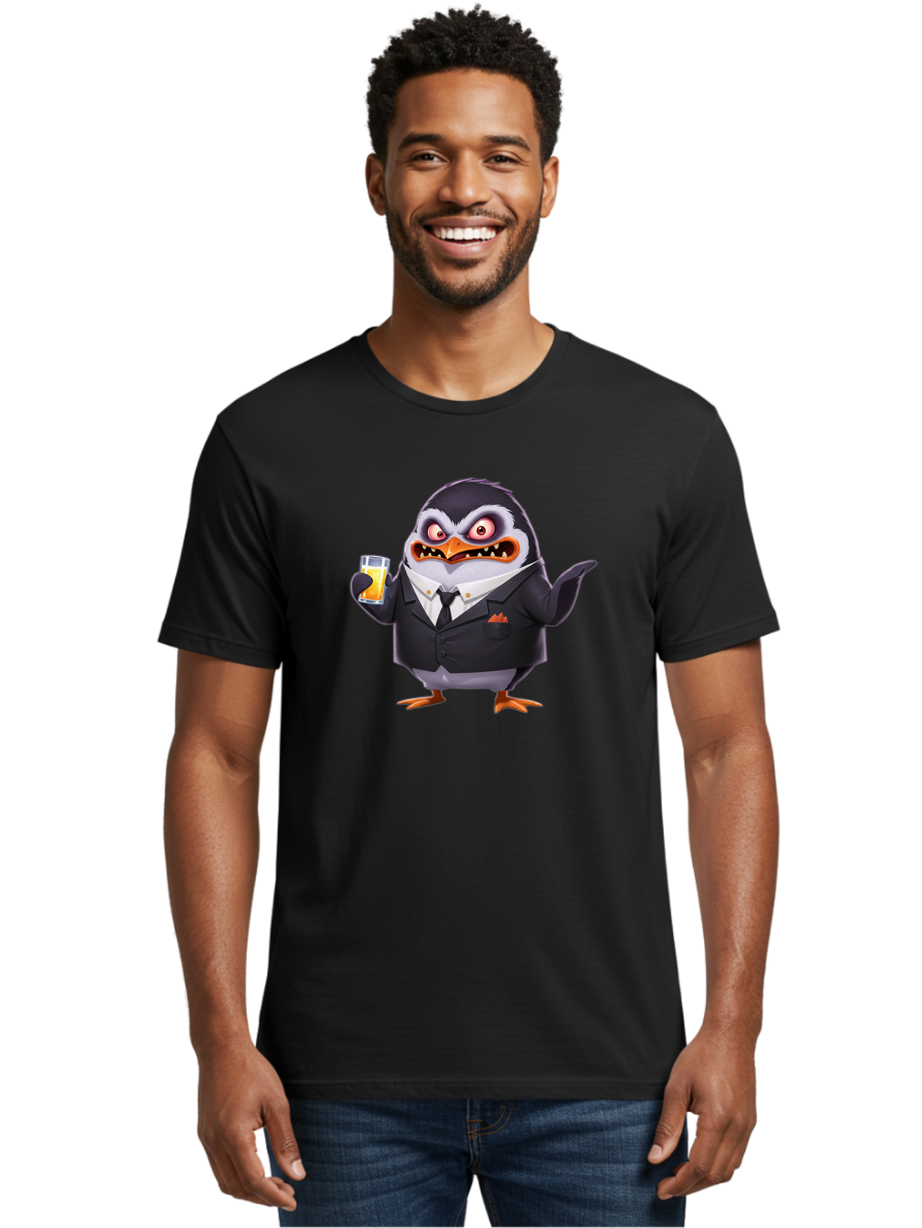Penguin-In-Suit-1 Men'S Graphic Tee, 100% Cotton, Comfortable Casual Summer Wear, Machine Washable, Vintage Camera, Old Camera, Antique Camera, Black Camera, Classic Photography, Photography Equipment, Nostalgic Device, Film Camera, Camera Art Baf983
